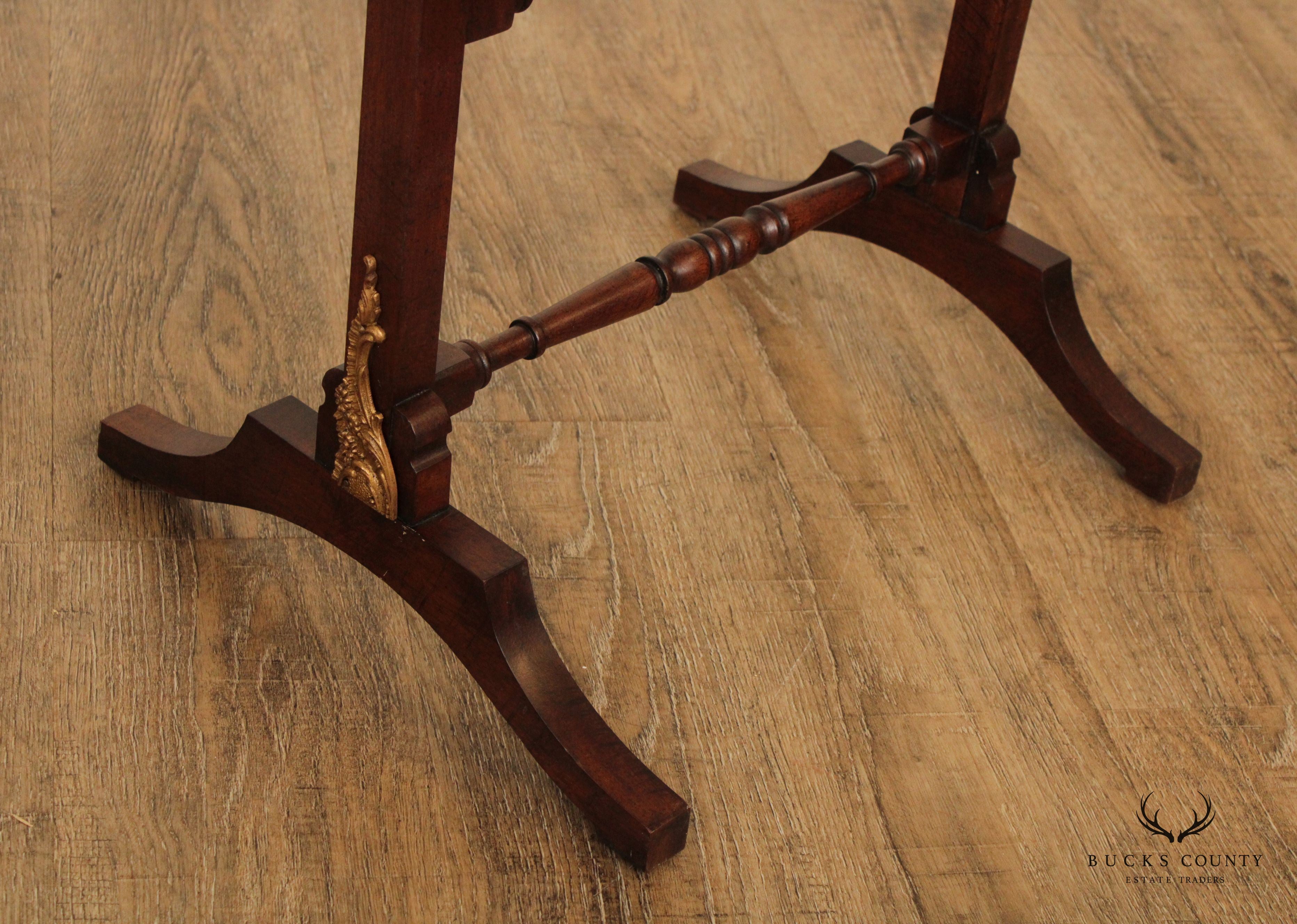 English Victorian Floral Needlepoint Fire Screen