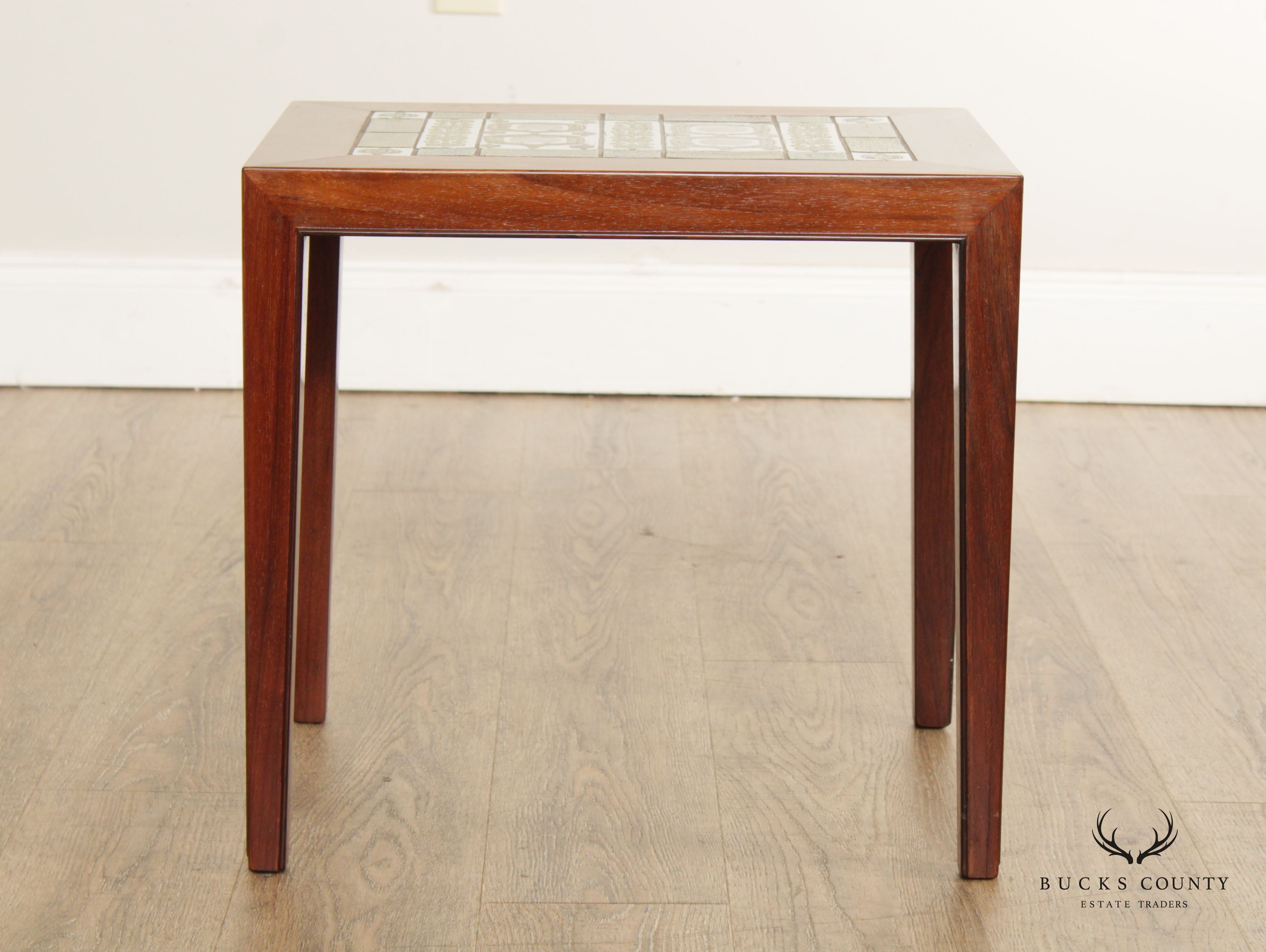 Danish Furniture Makers Control Modern Tile Top Rosewood Tile Top Table