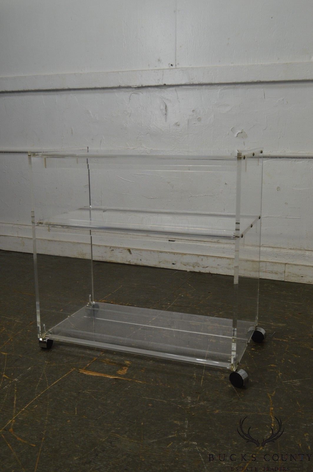 Mid Century Modern Lucite 3 Tier Serving Cart