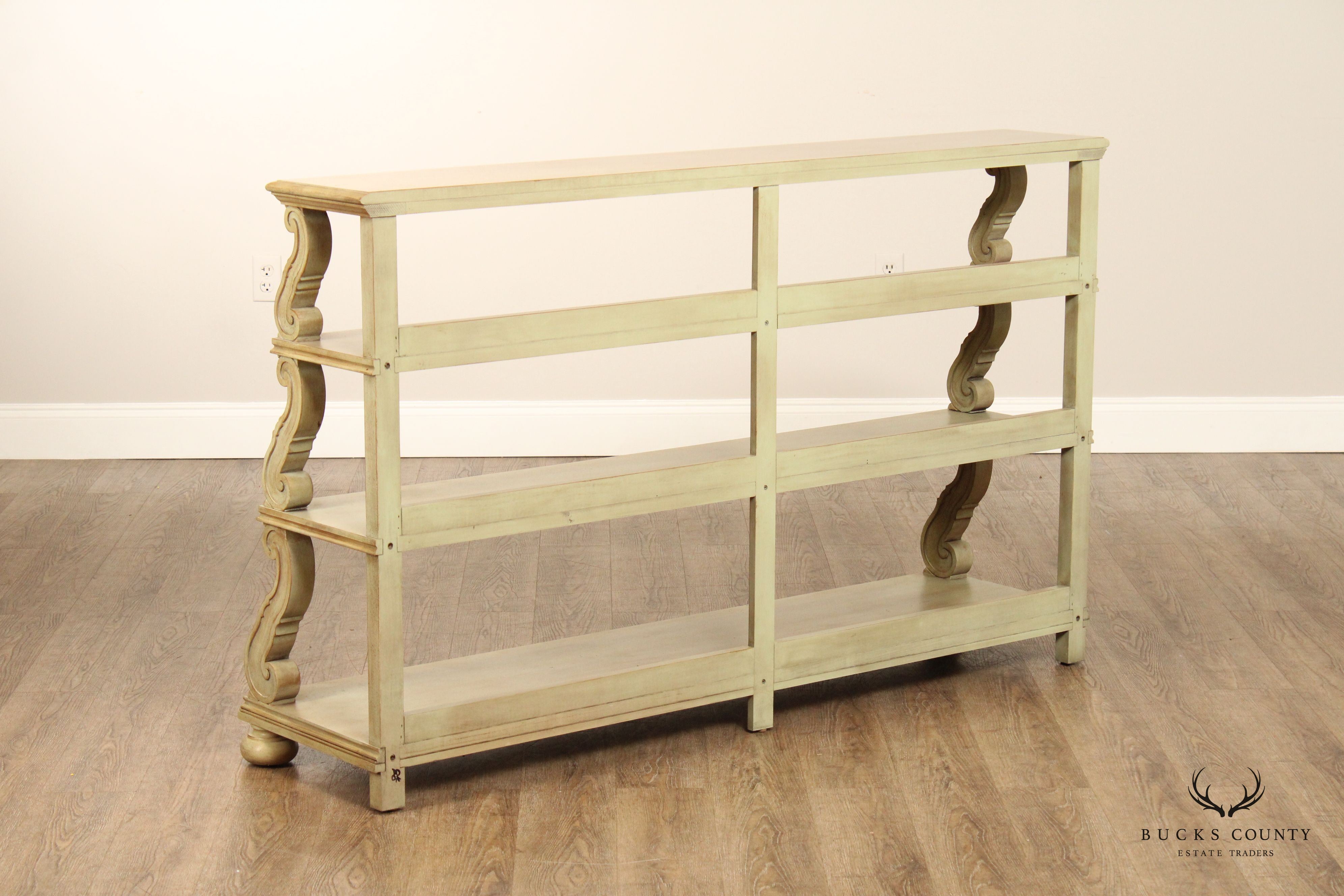 CTH Sherrill Occasional French Country Style Tiered Painted Open Etagere Bookcase