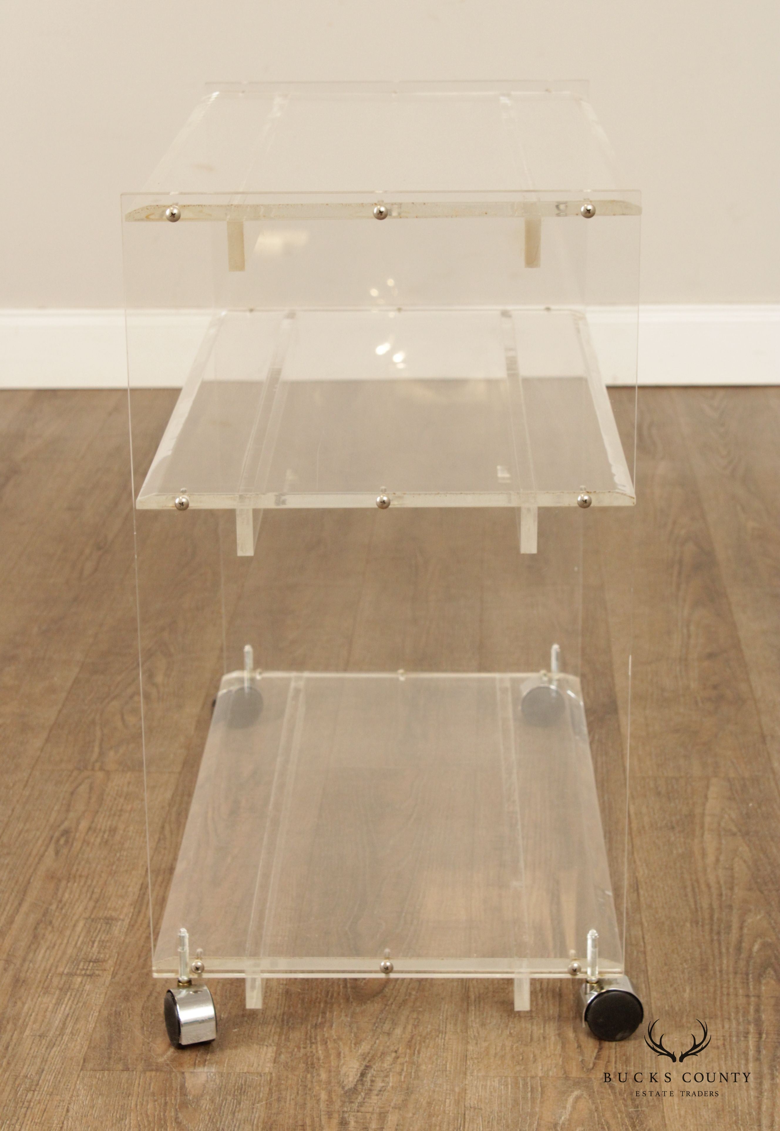 Mid Century Modern Lucite 3-Tier Serving Bar Cart
