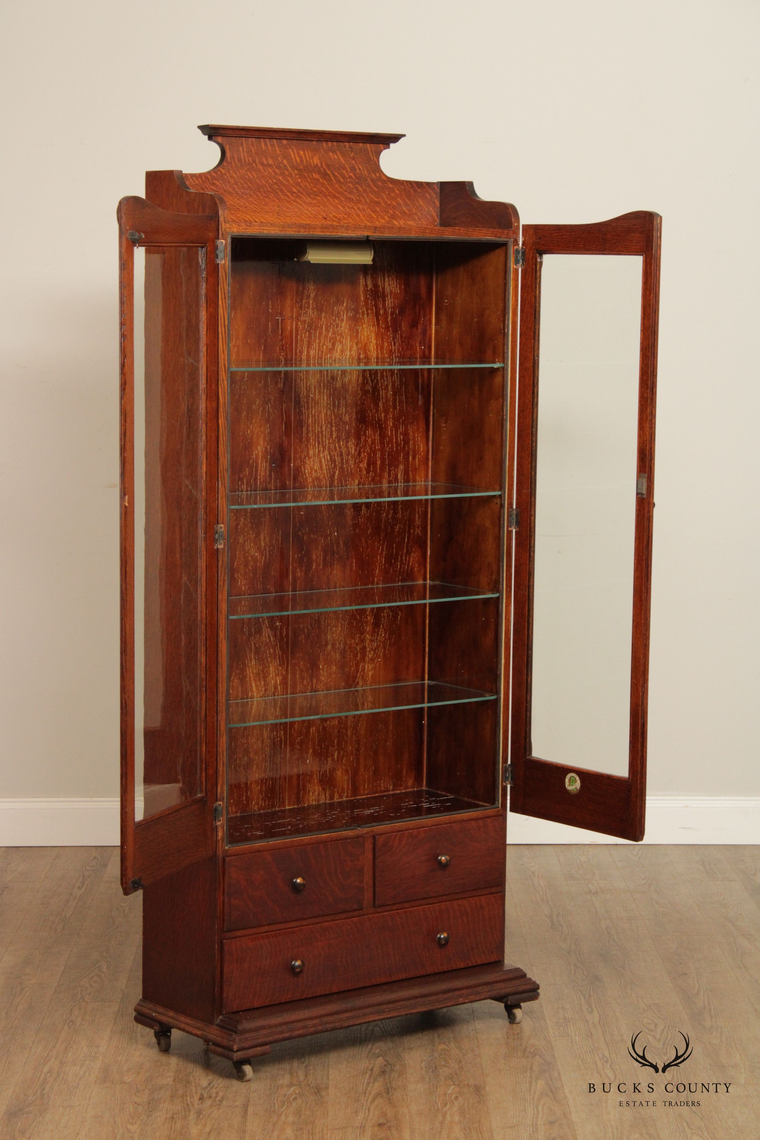 Antique W. D. Allison Co. Antique Oak Dental Cabinet