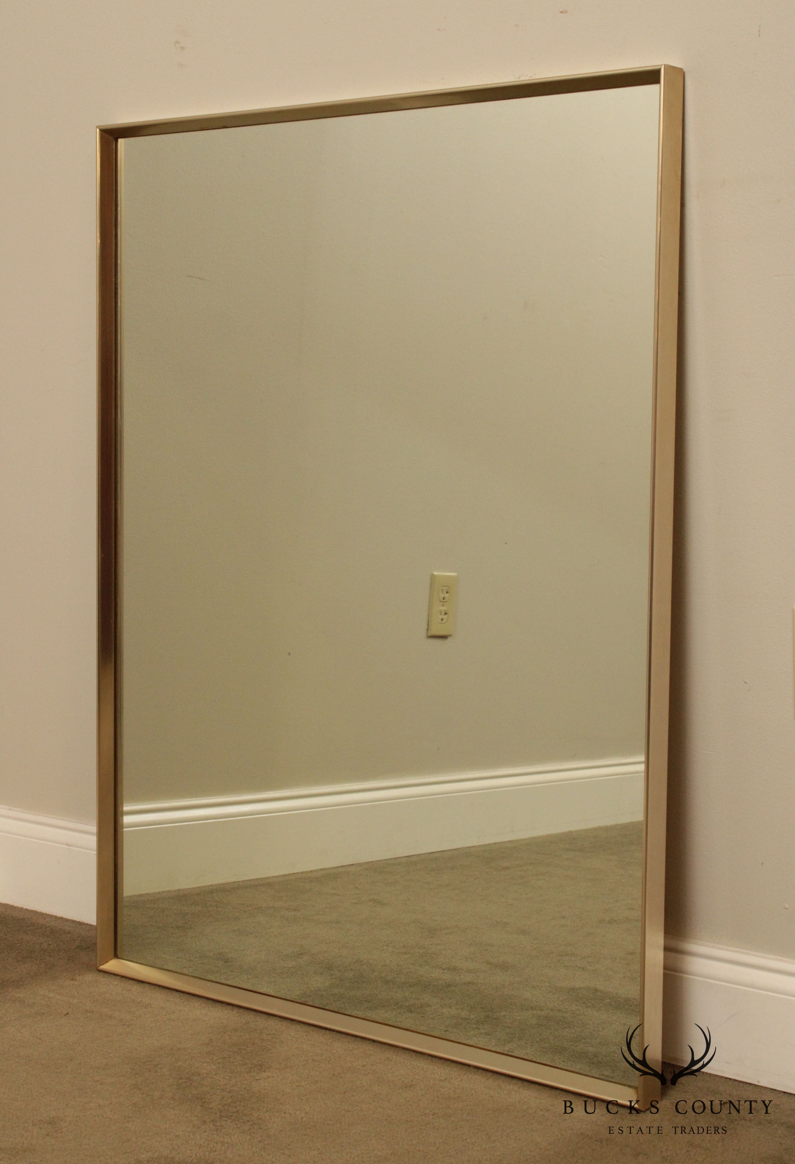 John Stuart Mid Century Modern Metal Frame Wall Mirror