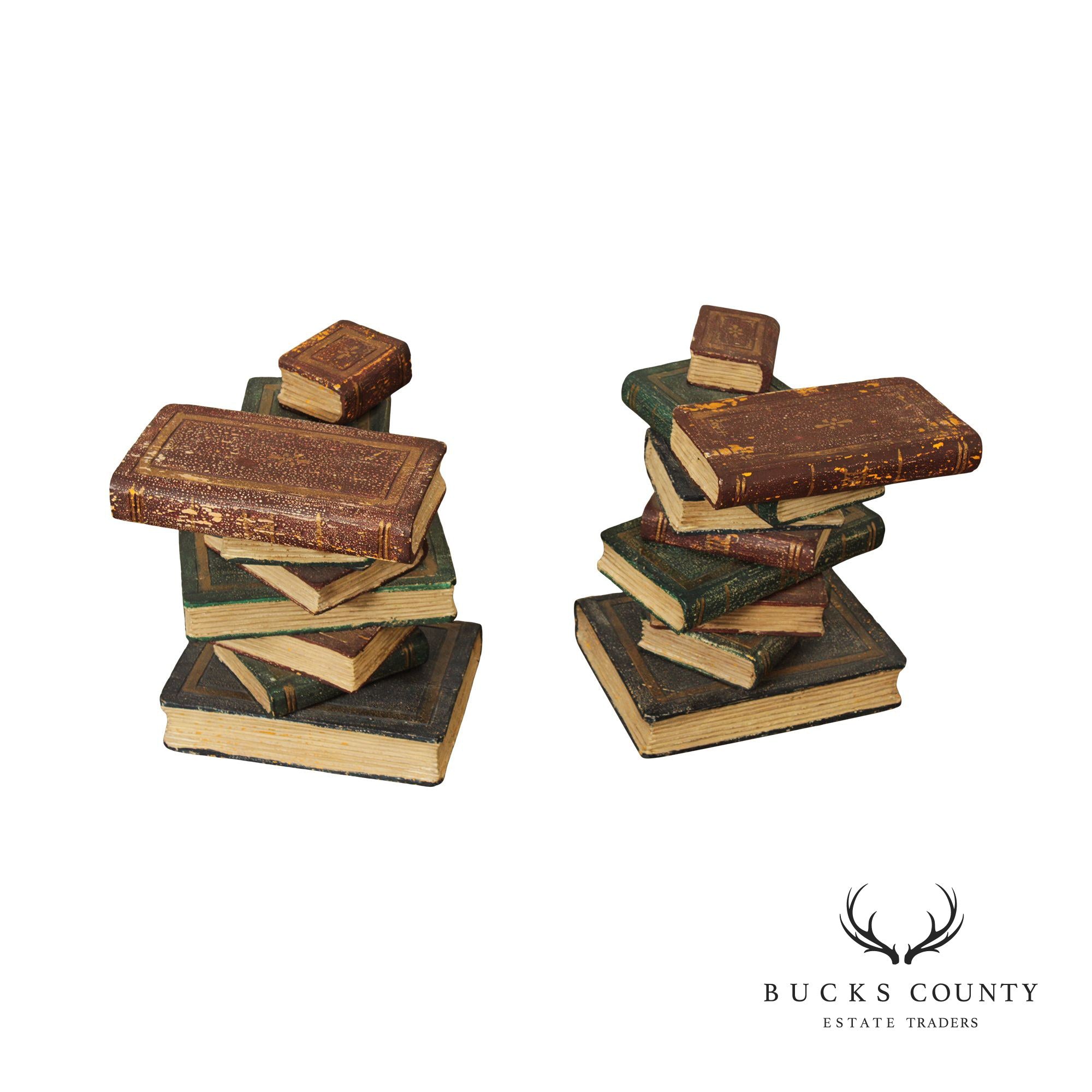 Vintage Faux Stacked Book Pair Side Tables