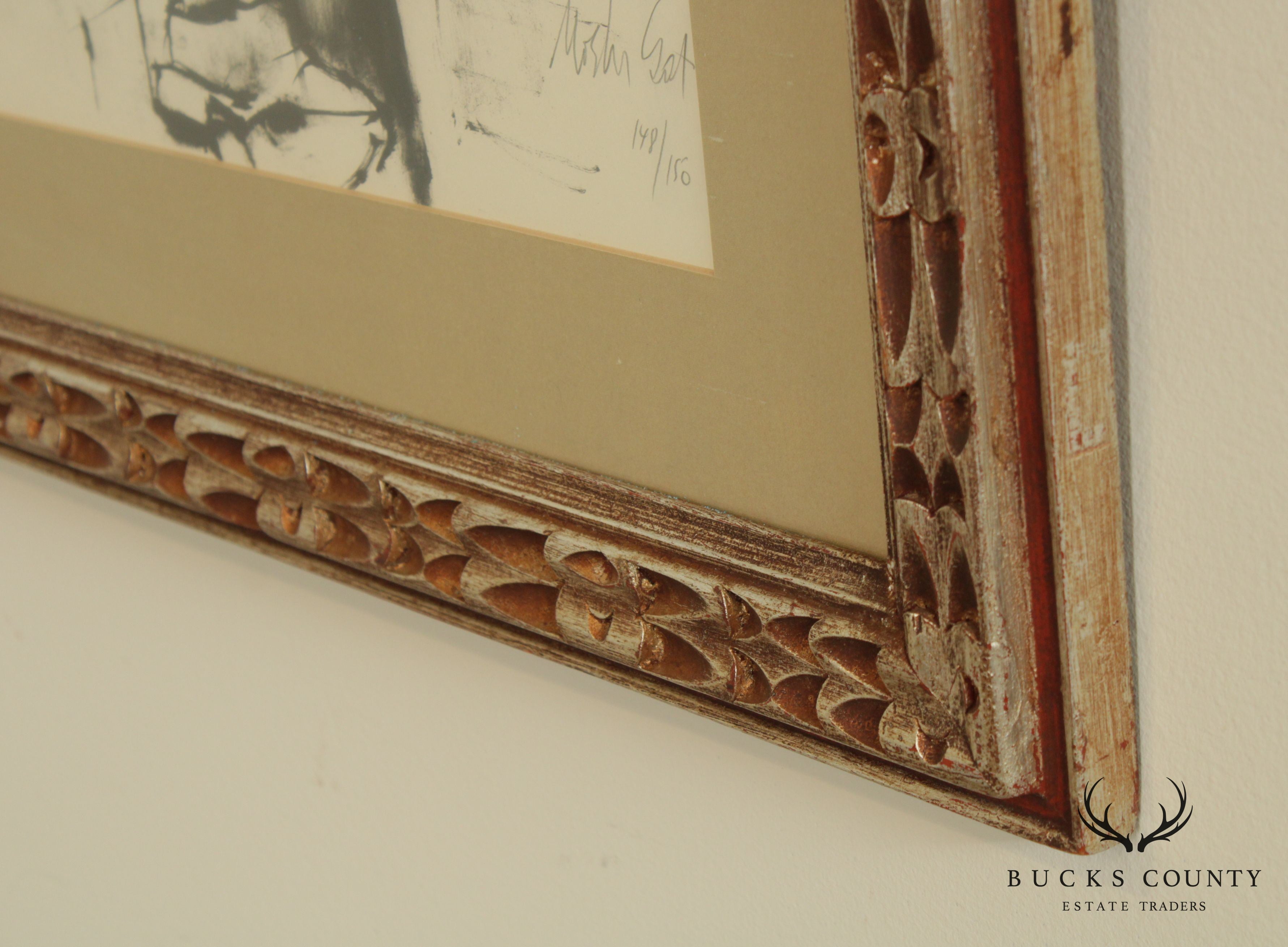 Moshe Gat Modernist Lithograph Old Man & Boy Signed in Pencil # 148/150