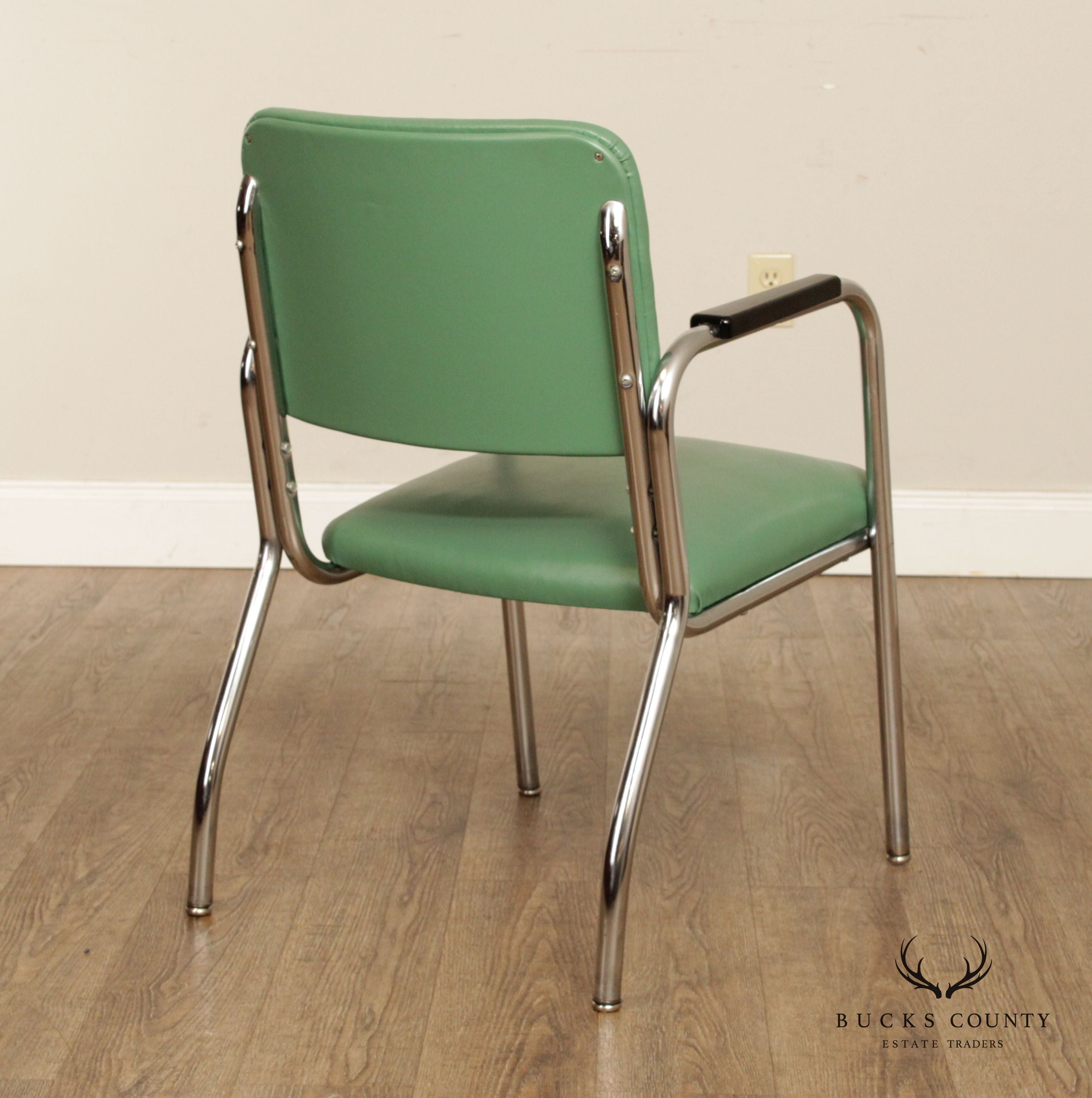 Mid Century Modern 1950s Chrome and Vinyl Armchair