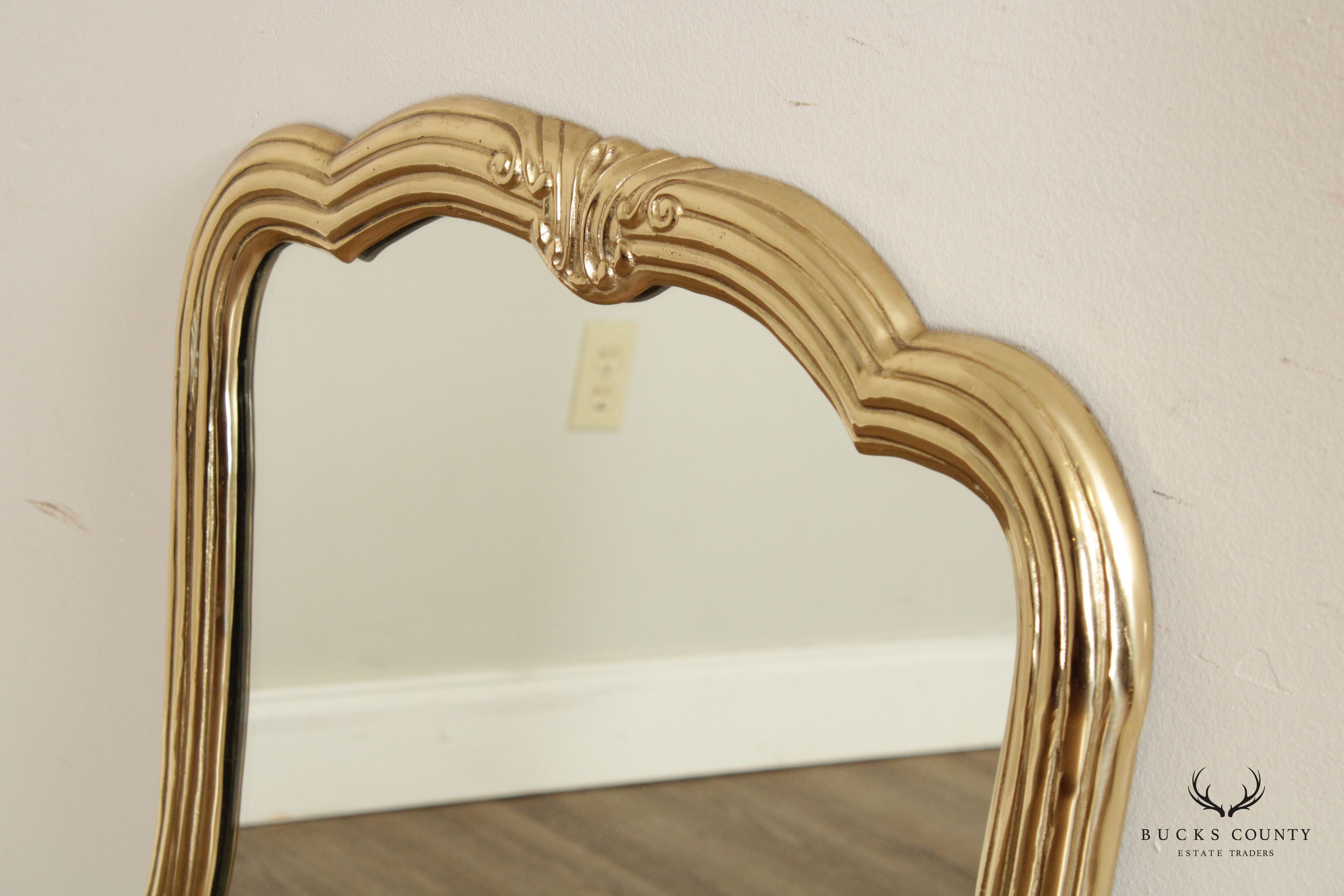 Decorative Crafts Inc. Hollywood Regency Lacquered Brass Wall Mirror