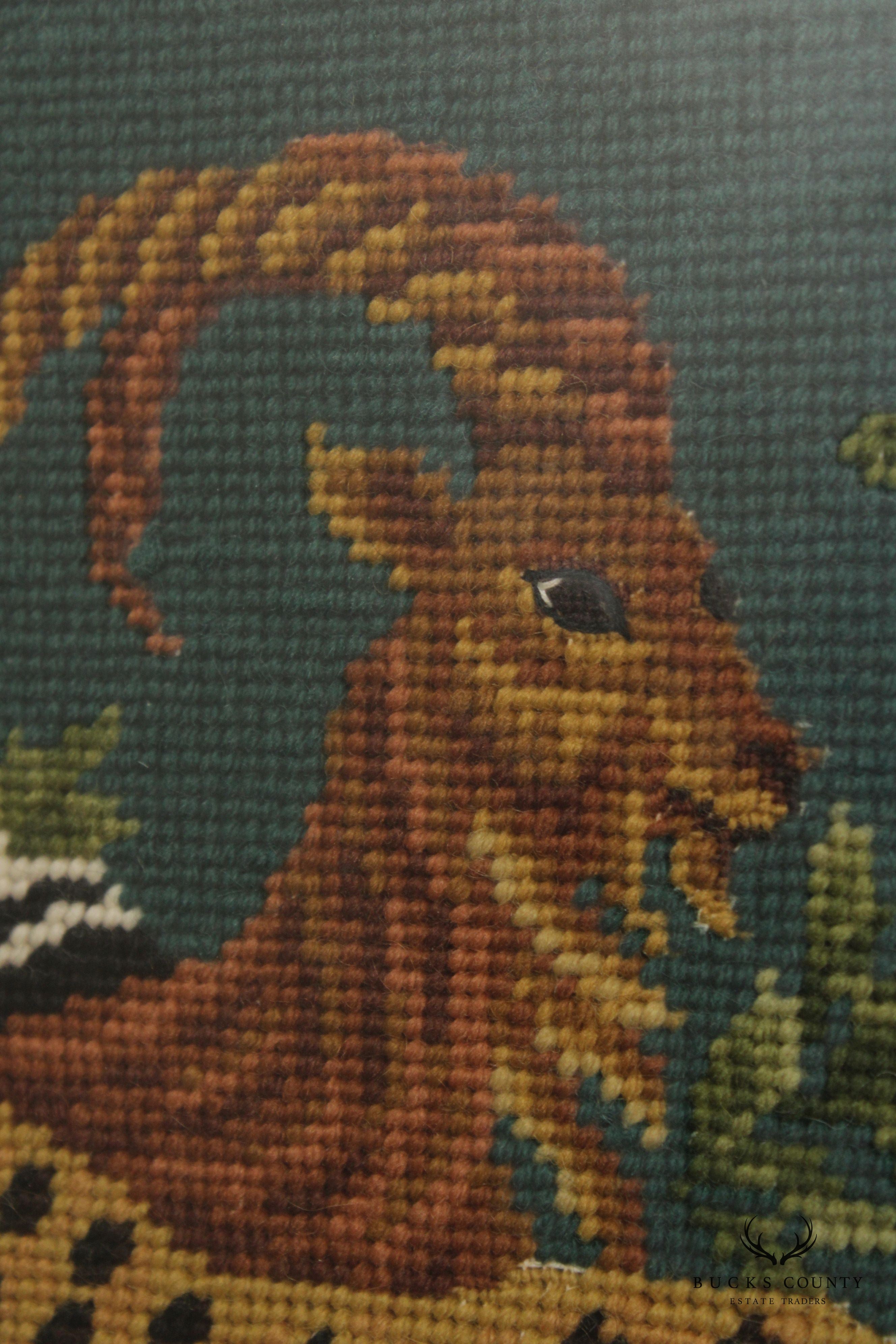 Vintage Framed Safari Style Needlepoint