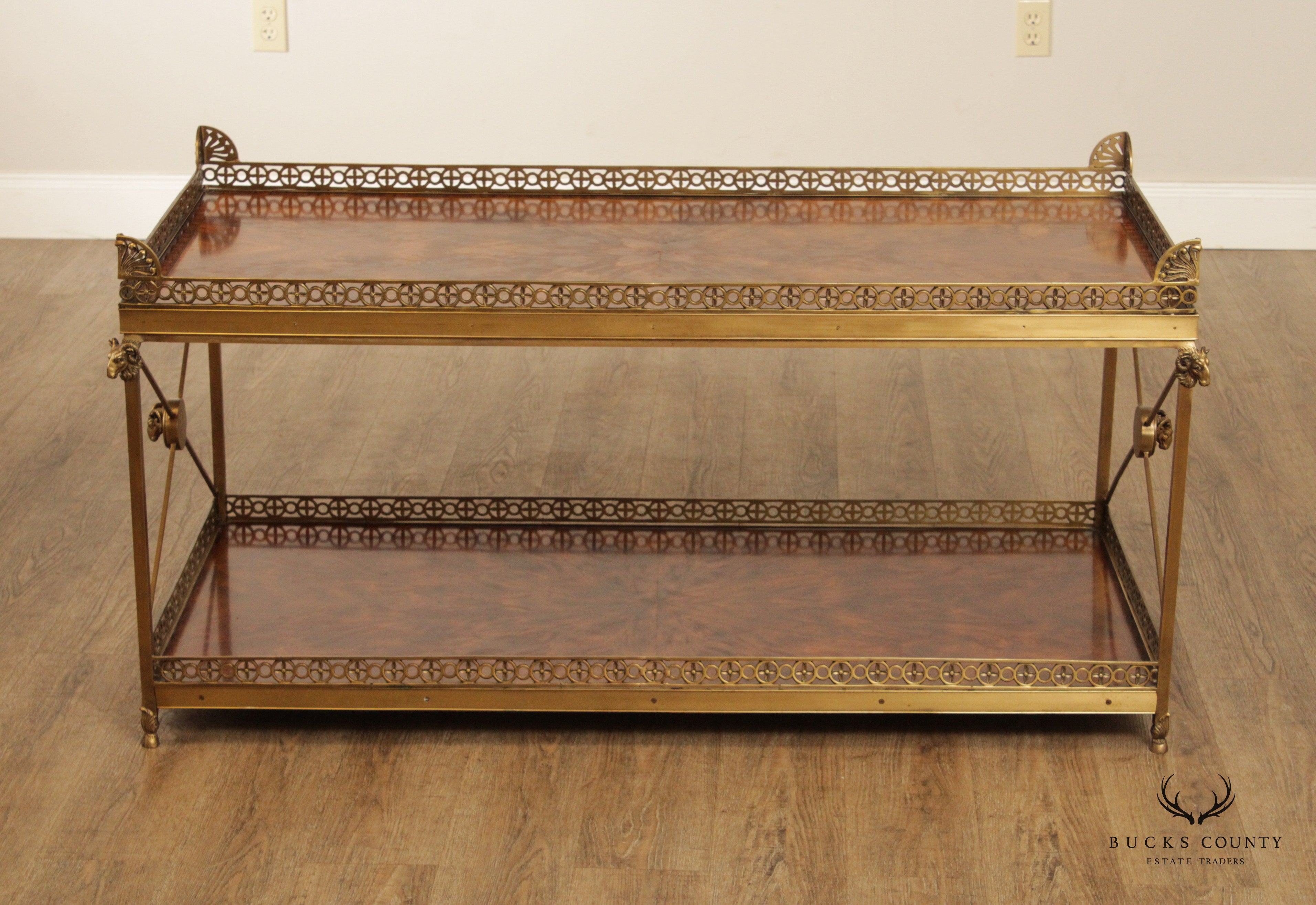 Theodore Alexander 'Althorp' Regency Style Mahogany and Brass Two Tier Coffee Table