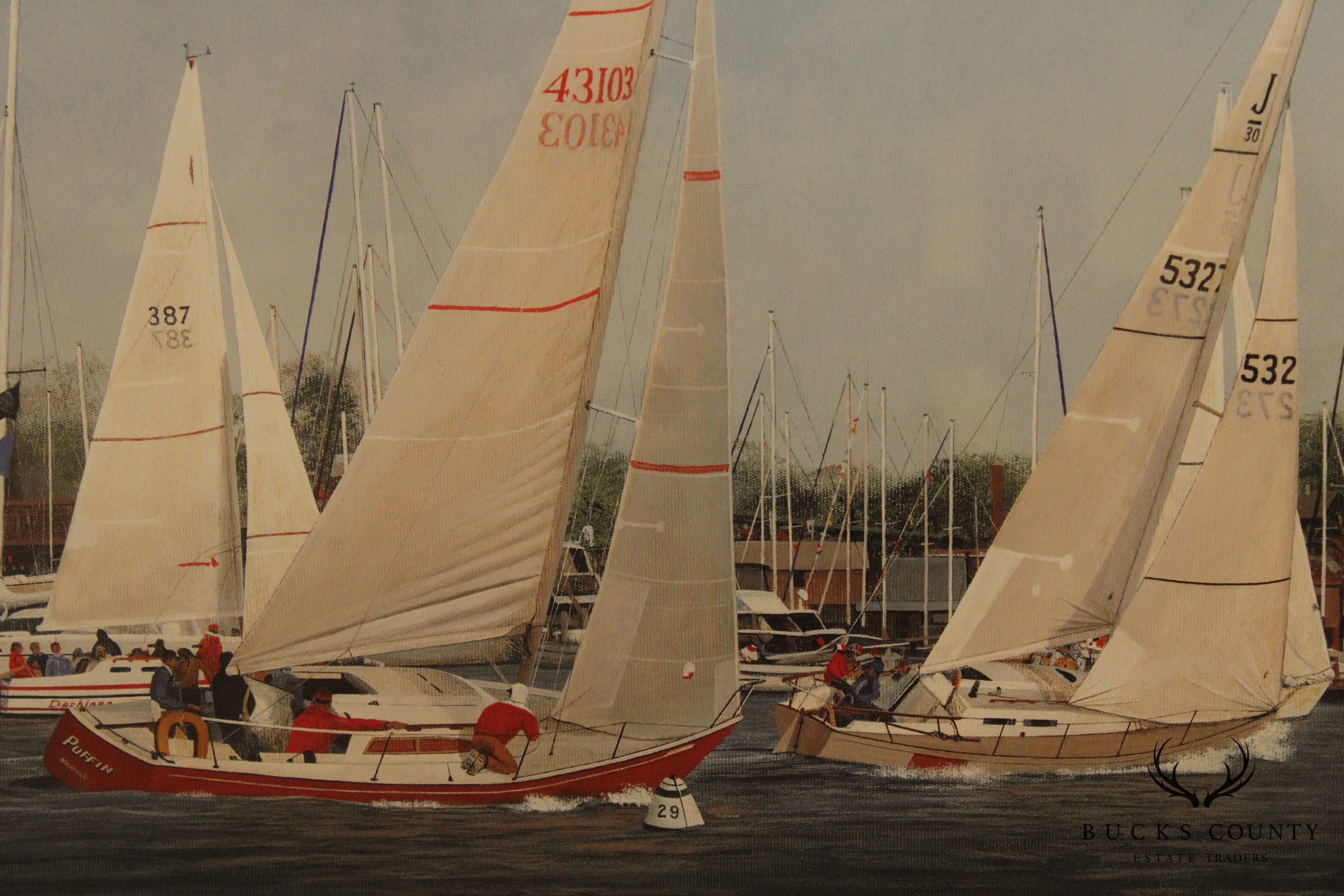 David Knowlton 'At the Races' Pencil Signed Offset Lithograph