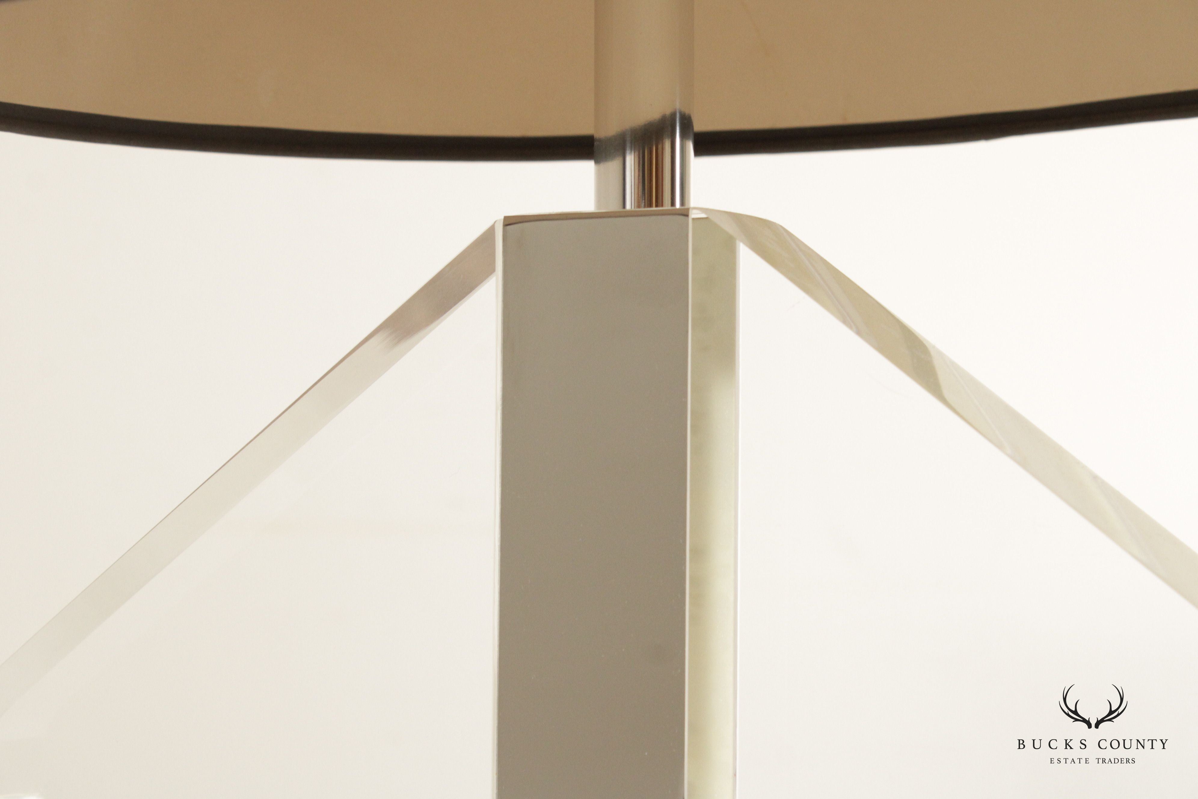 George Bullio Post Modern Chrome and Lucite Table Lamp