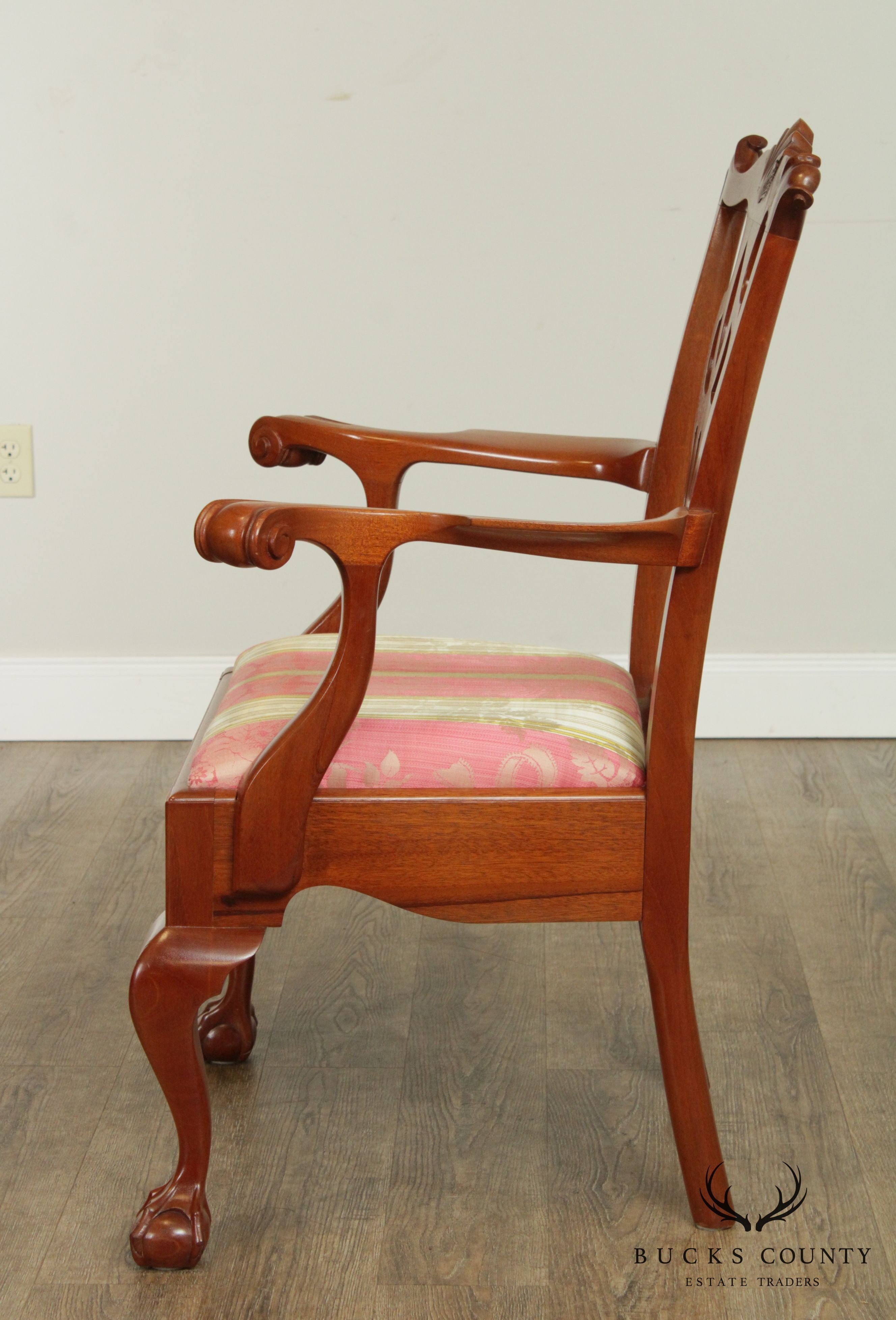 Chippendale Style Vintage Custom Crafted Pair Ball & Claw Armchairs