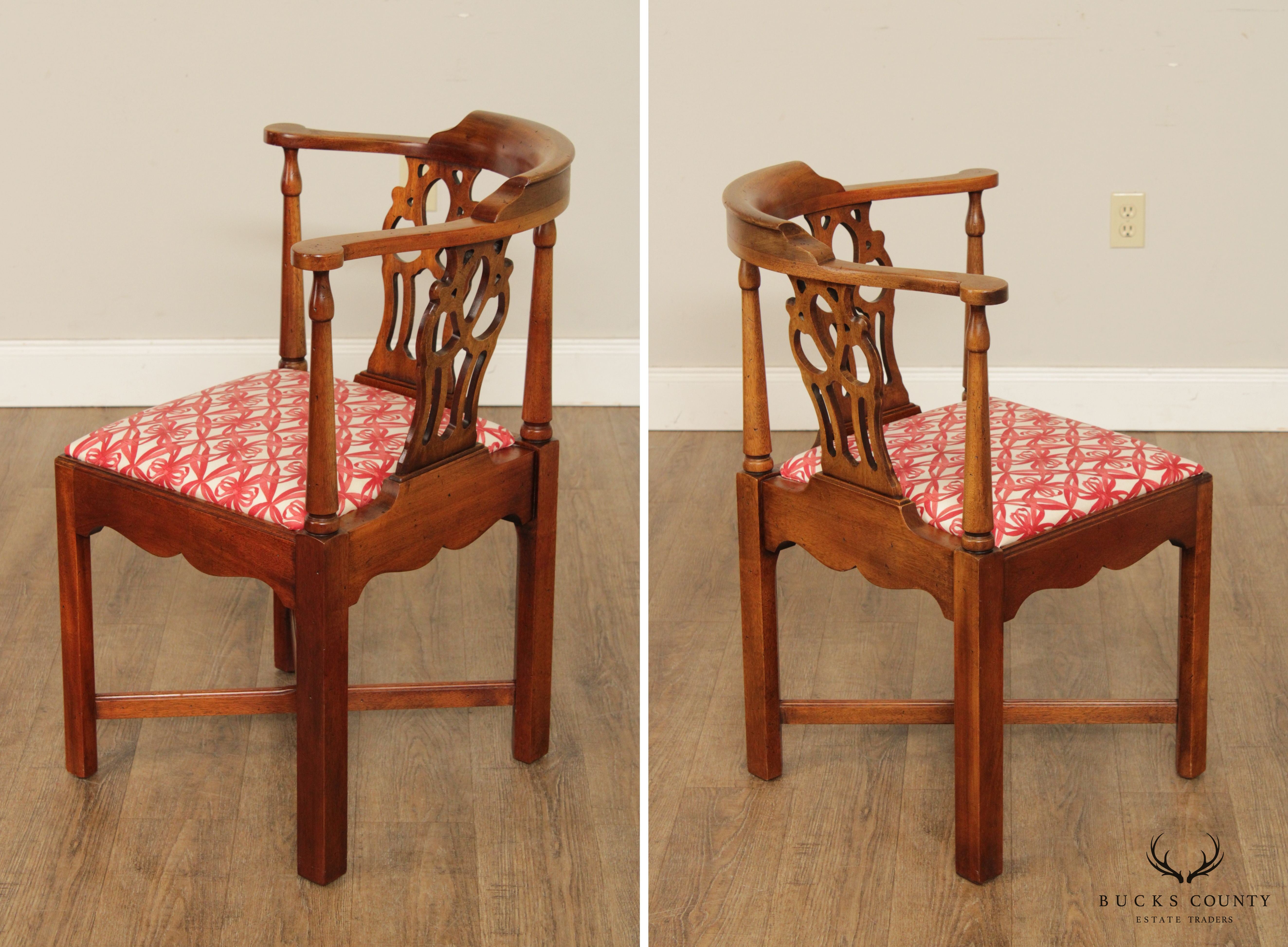 Chippendale Style Vintage Mahogany Corner Chair