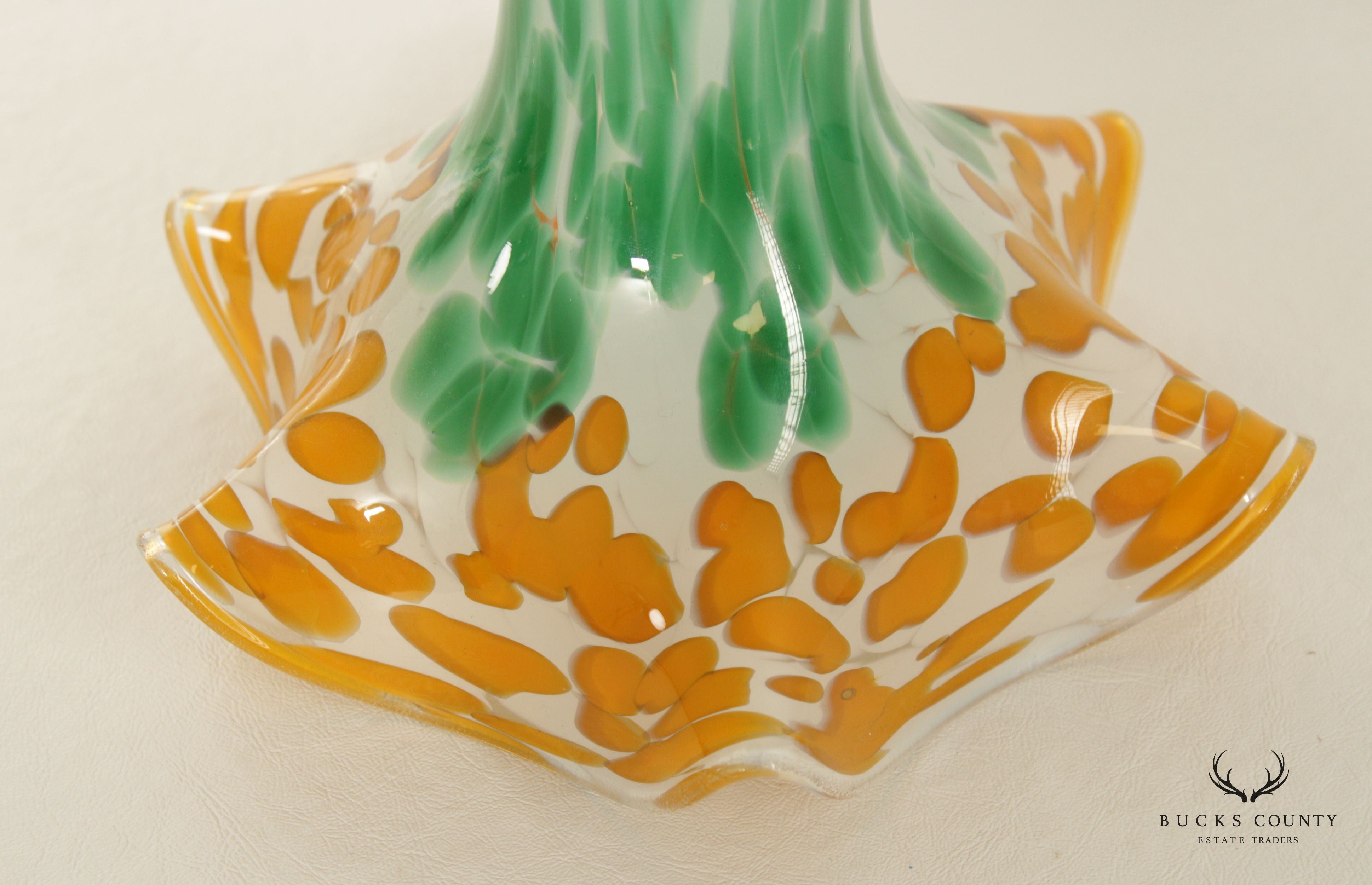 Murano Style Vintage Art Glass Lily Flower