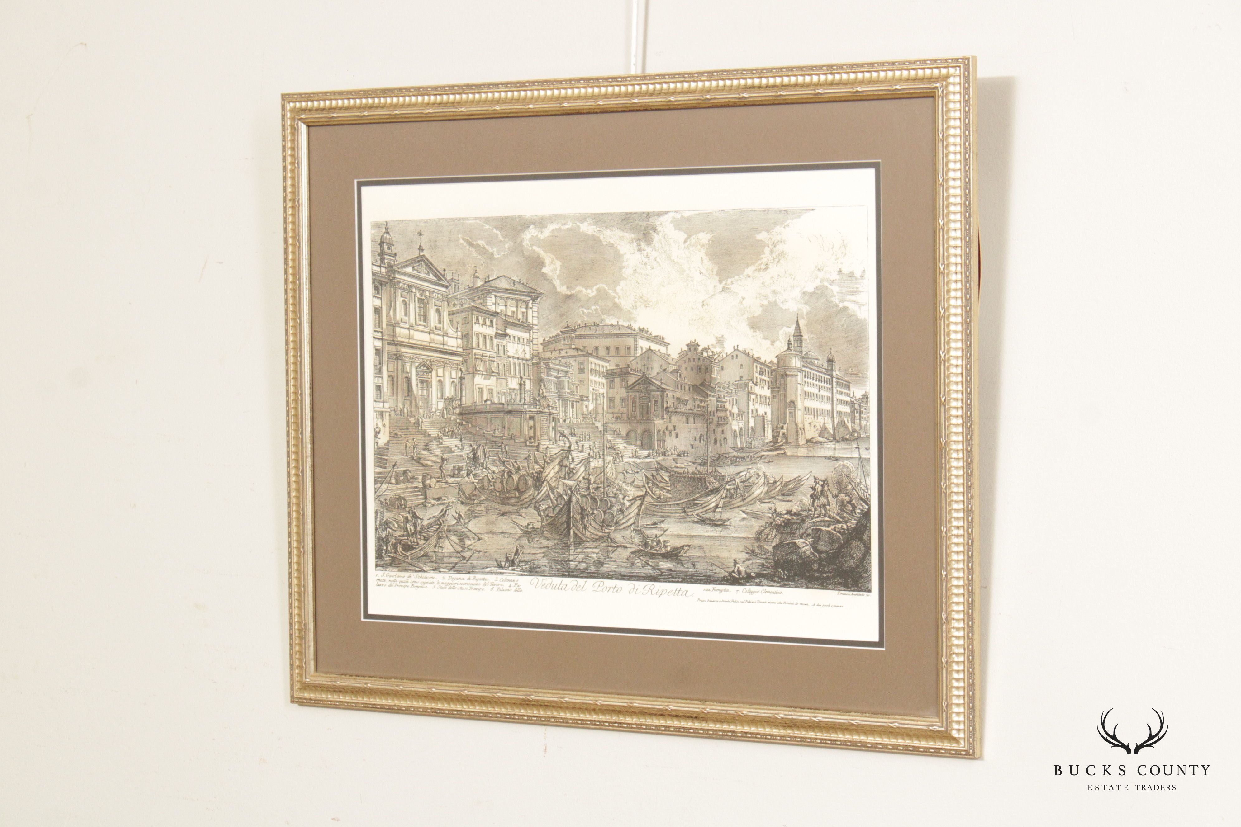 Italian 'Veduta del Porto di Ripetta' Lithograph, After Giovanni Battista Piranesi
