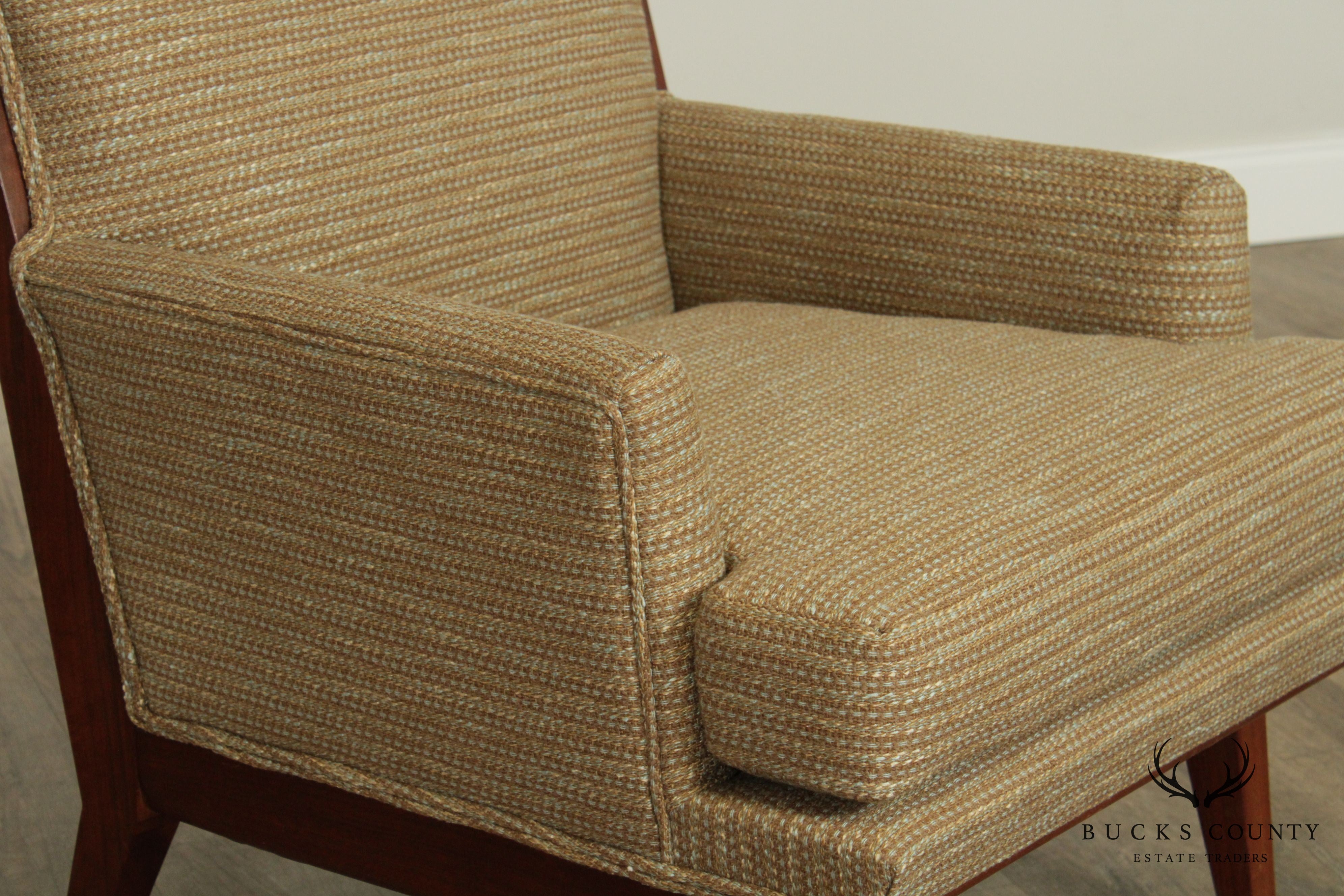 Mid Century New Hope School Walnut Upholstered Lounge Chair