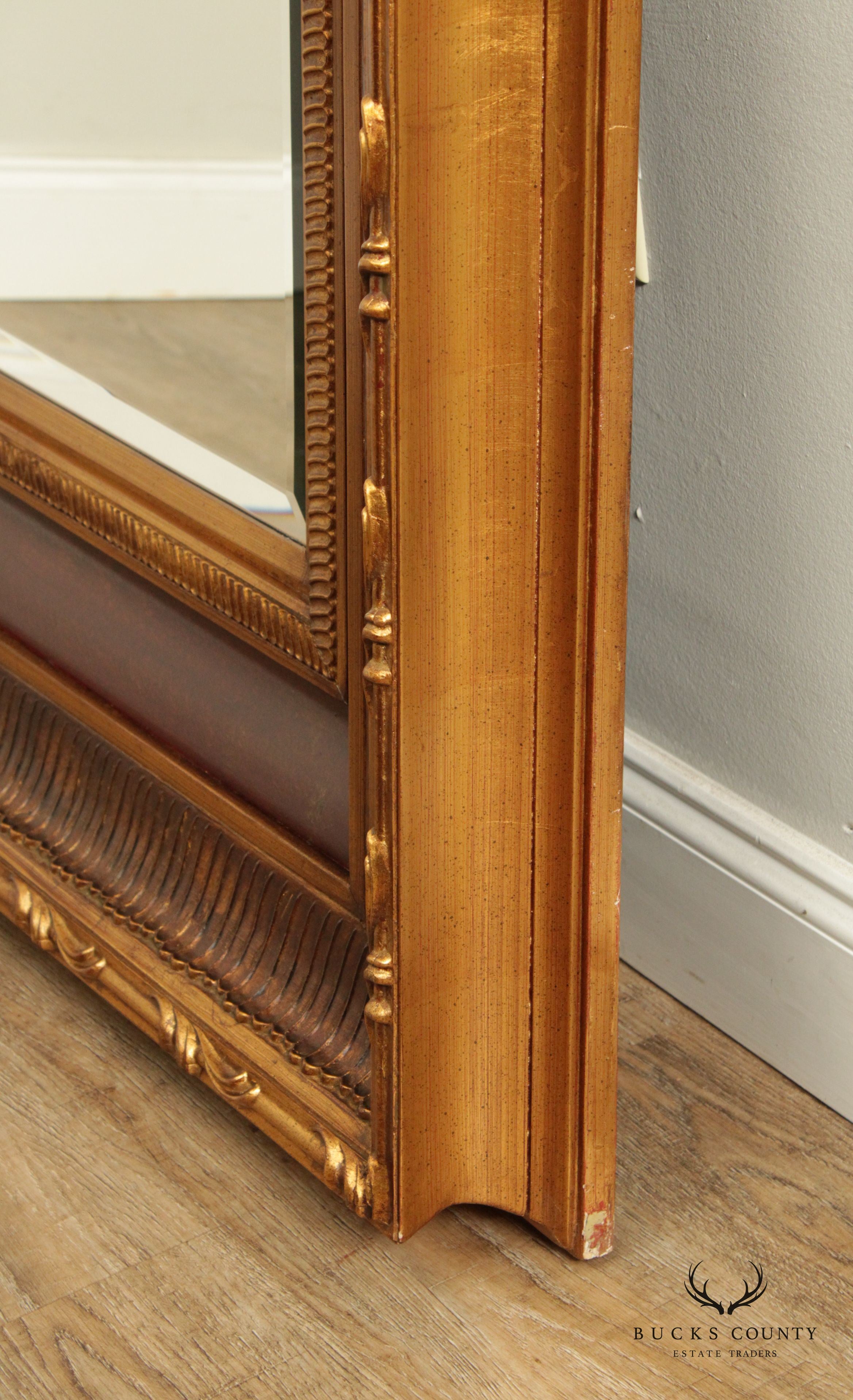 Quality Carved Gold Framed Large Beveled Wall Mirror