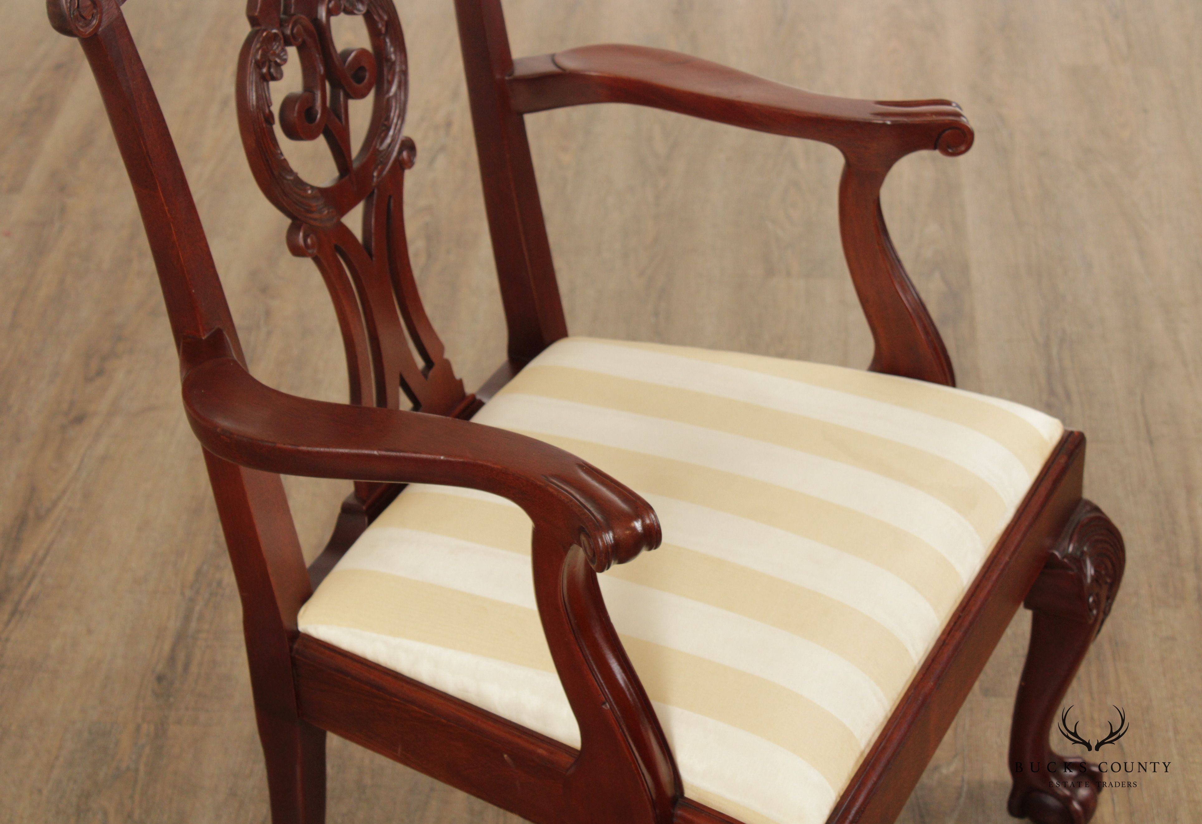 Baker Furniture Chippendale Style Carved Mahogany Armchair