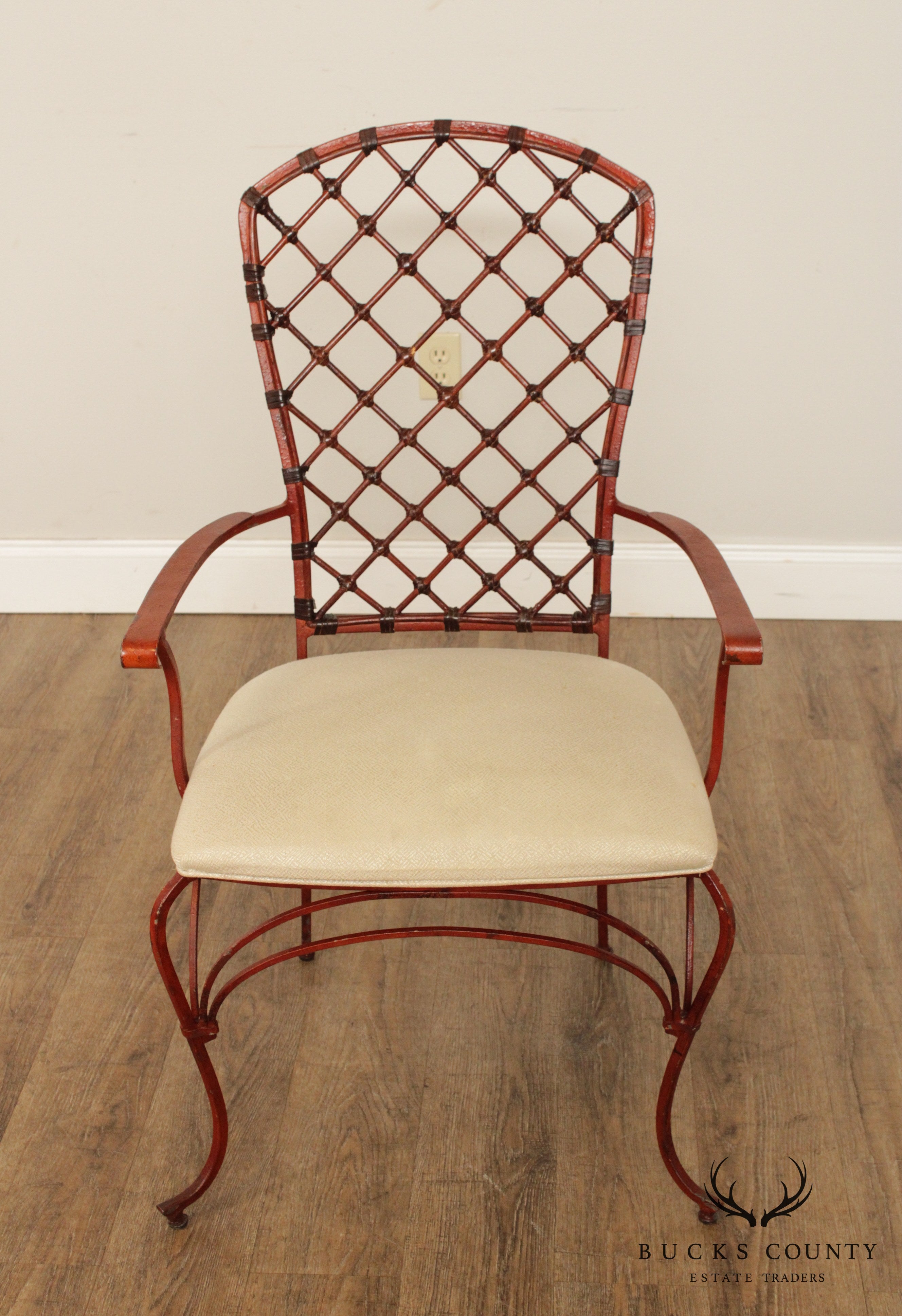 Hollywood Regency Set of 3 Iron Arm Chairs