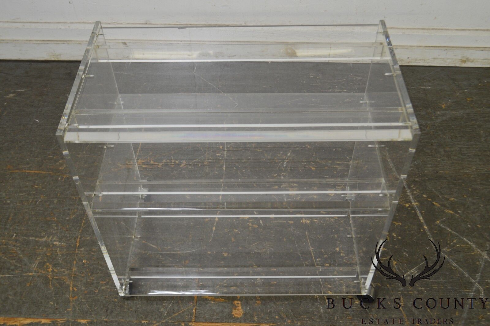 Mid Century Modern Lucite 3 Tier Serving Cart