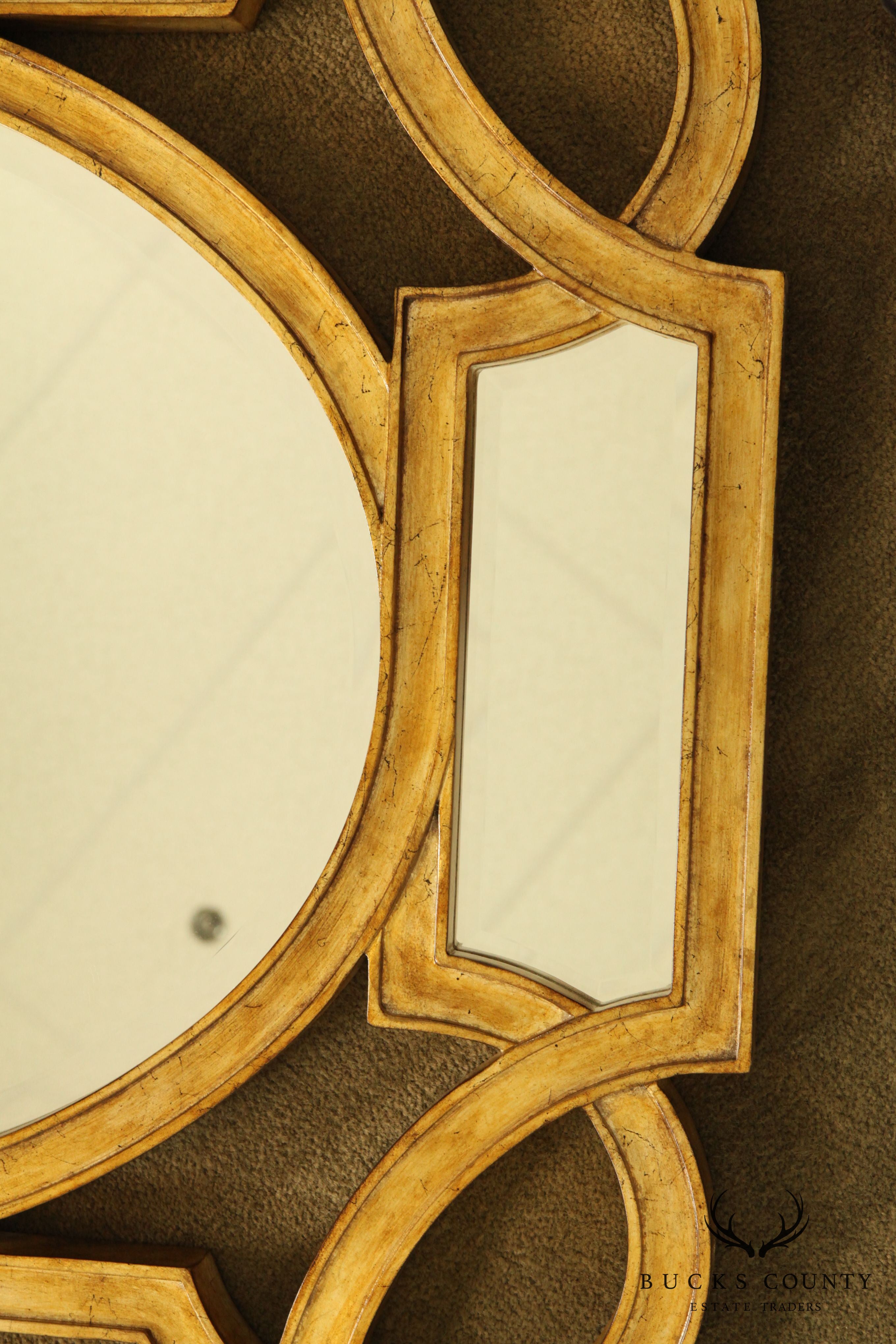 Classic Modern Style Silver Gilt Frame Wall Mirror