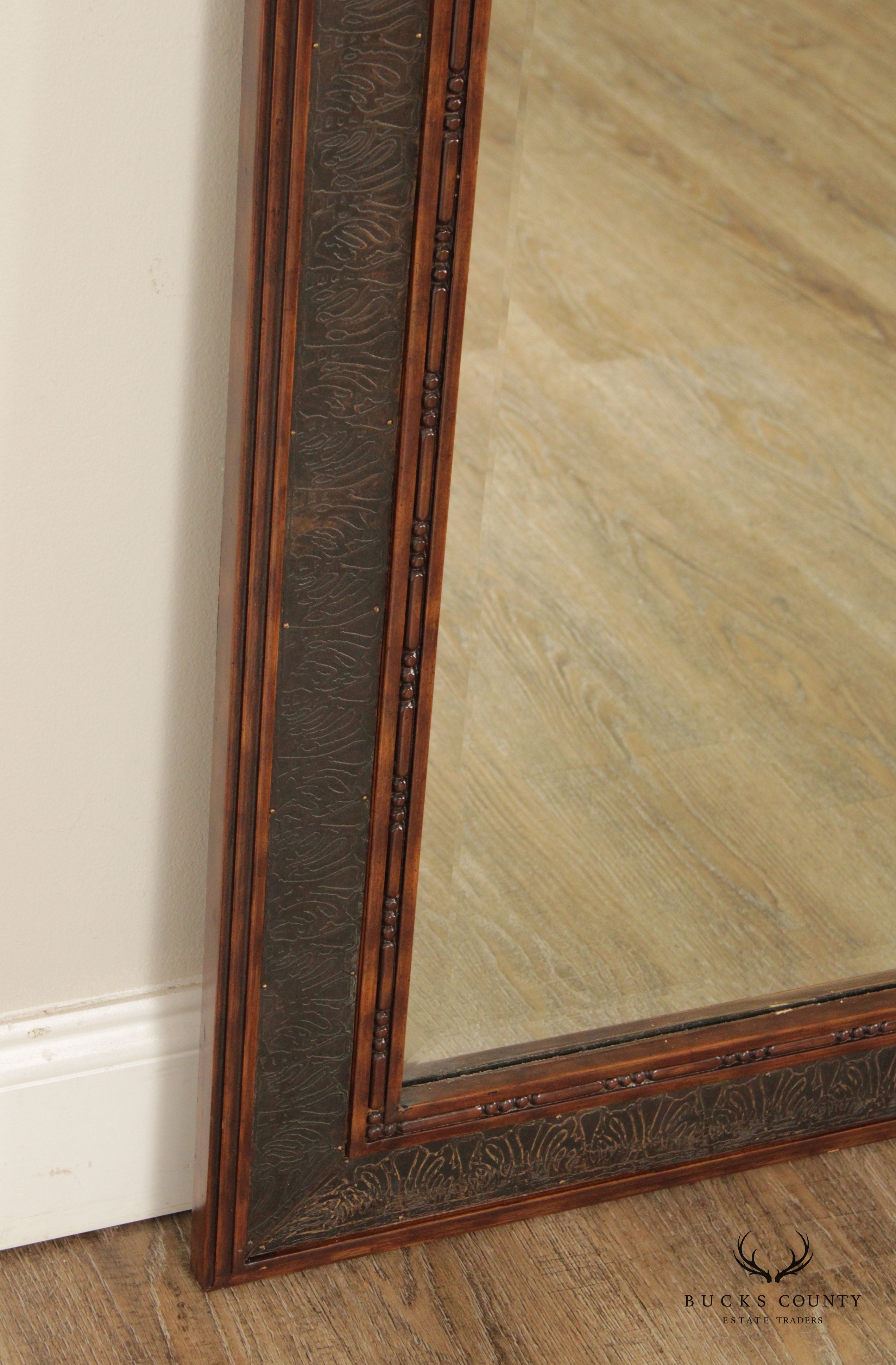 LaBarge Renaissance Style Mahogany And Bronze Swag Wall Mirror