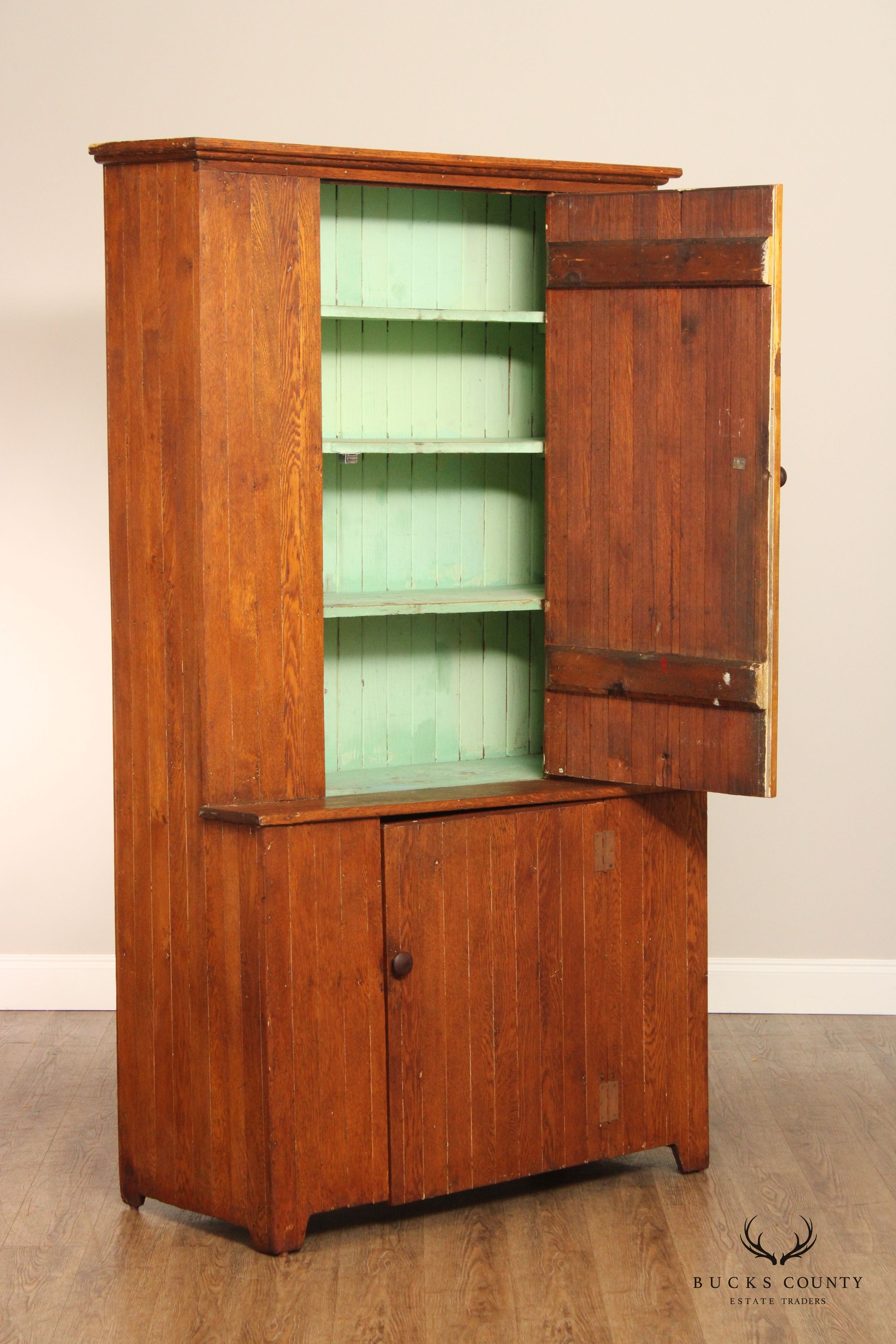 Antique Pennsylvania Oak Stepback Cupboard