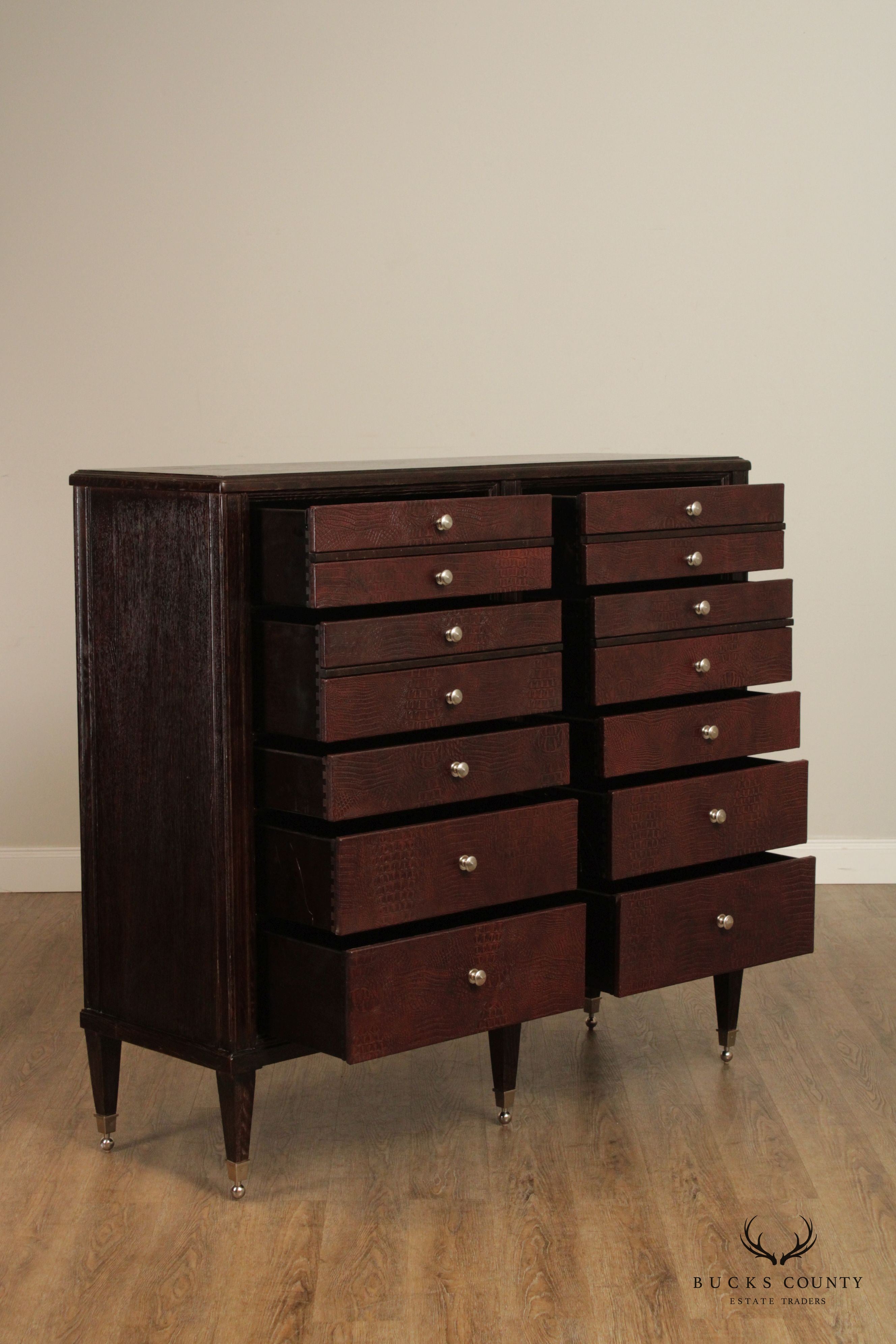 Drexel Heritage Contemporary Style Faux Alligator Haberdashery Chest