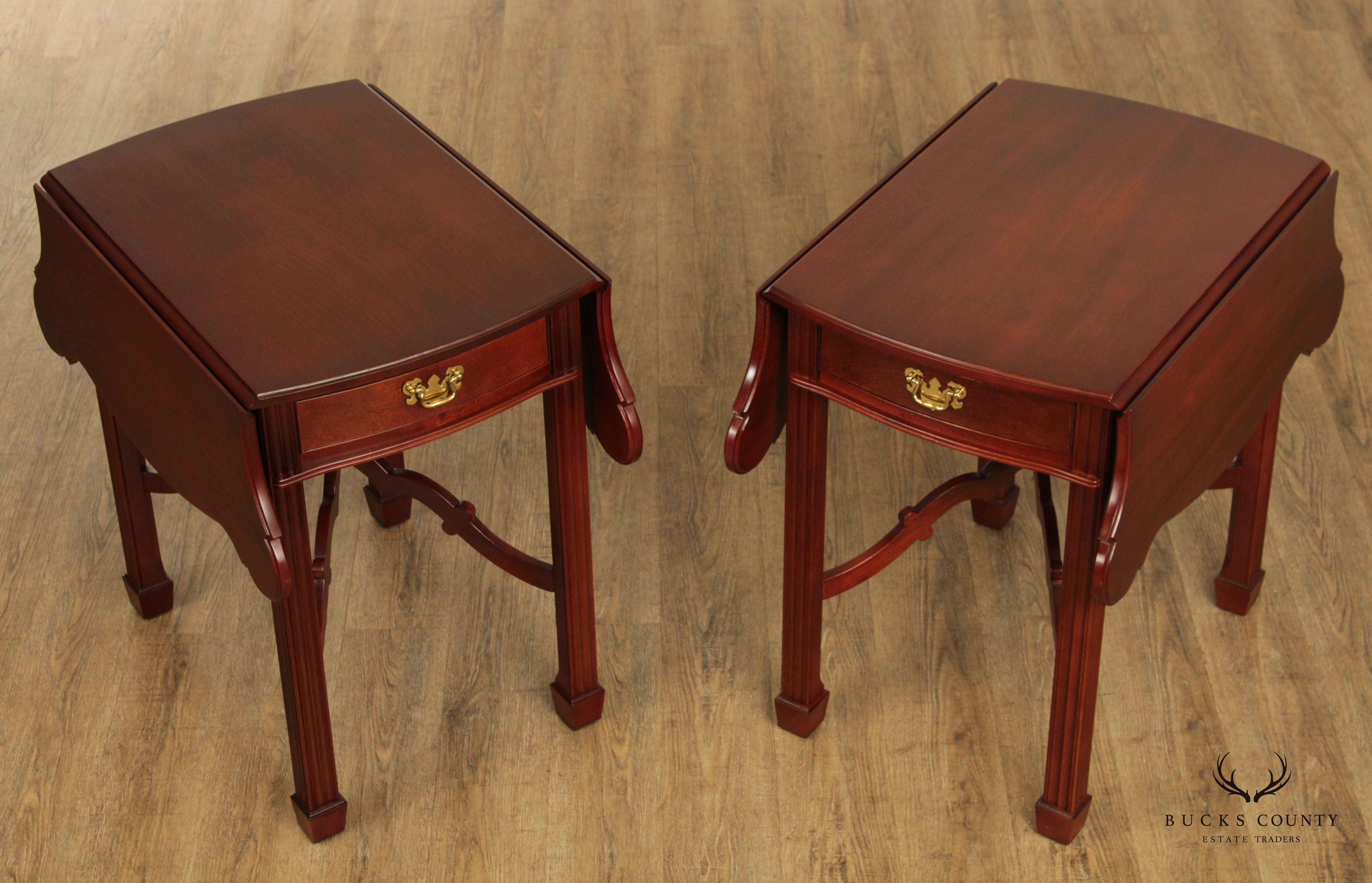 Thomas Borthwick Chippendale Style Pair of Mahogany Pembroke Tables, American Museum Classics