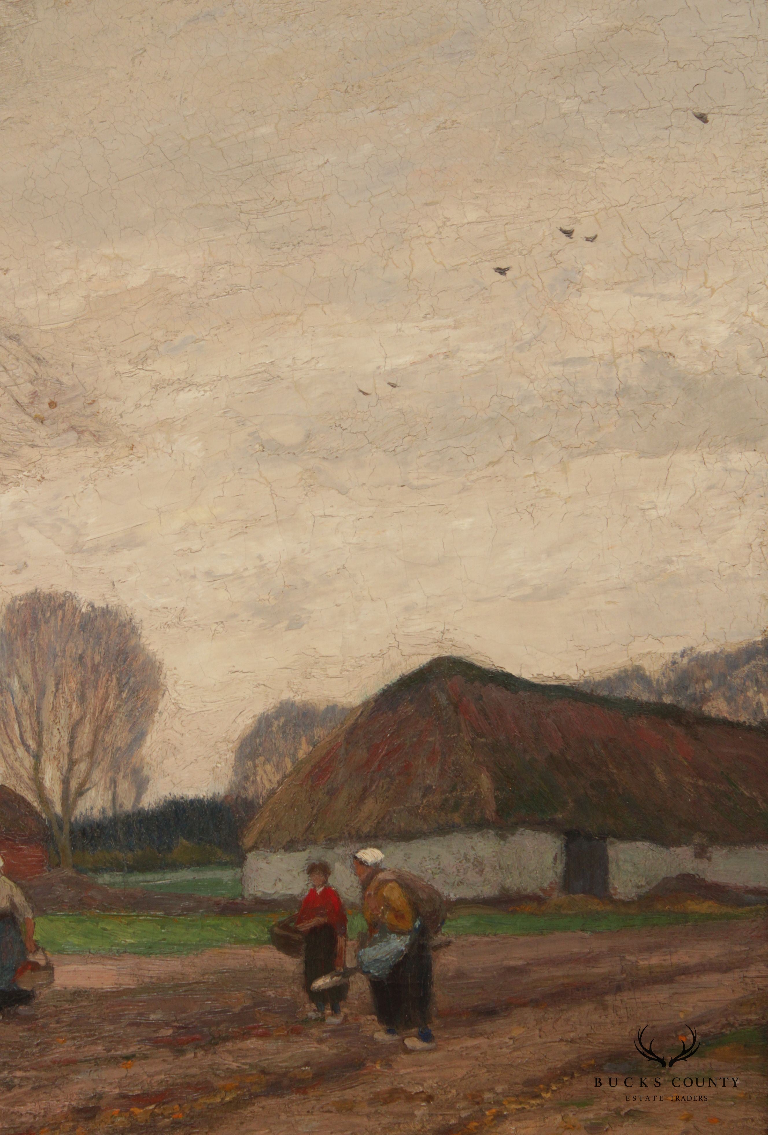 Antique German Village Original Oil Painting, by Eugen Kampf