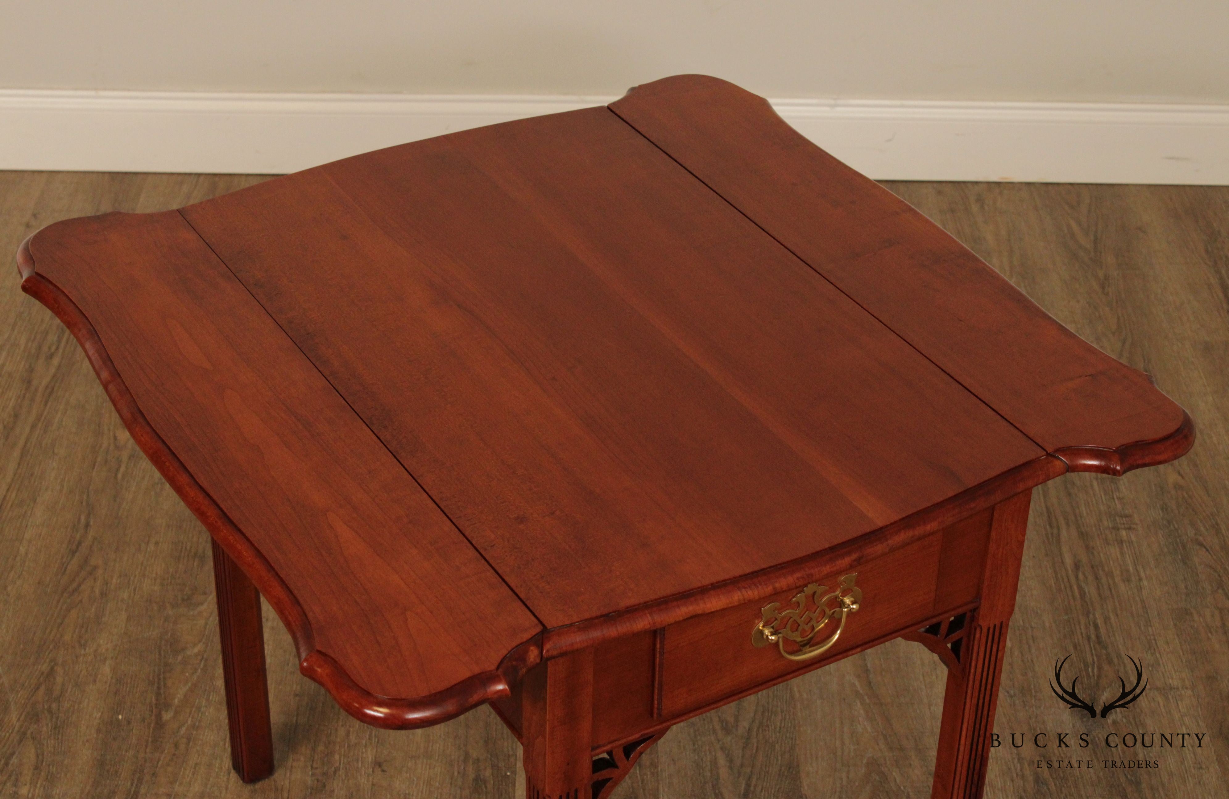 Chippendale Style Custom Crafted Cherry Drop Leaf Pembroke Table