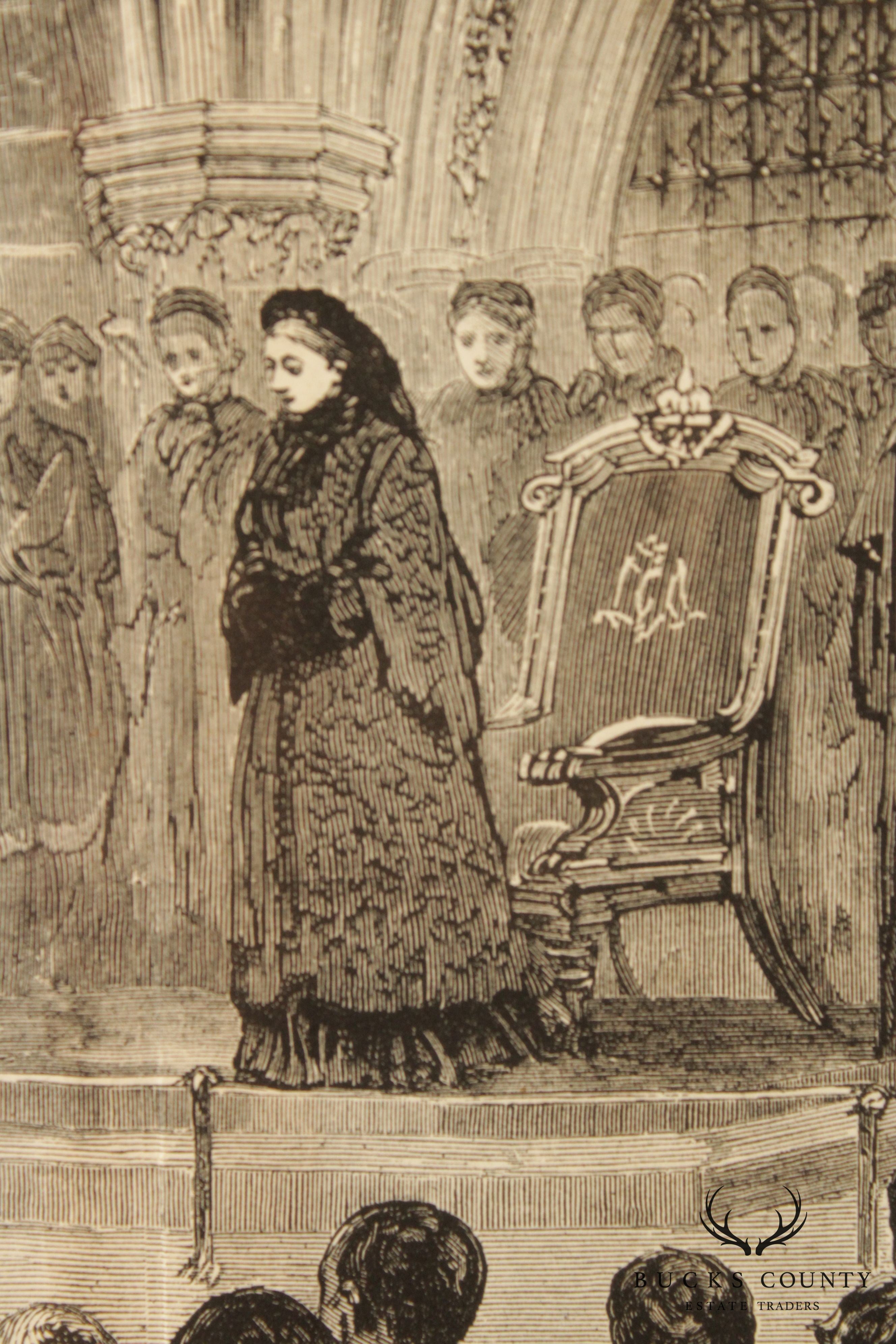 Antique English Engraving, Royal Court Ceremony London