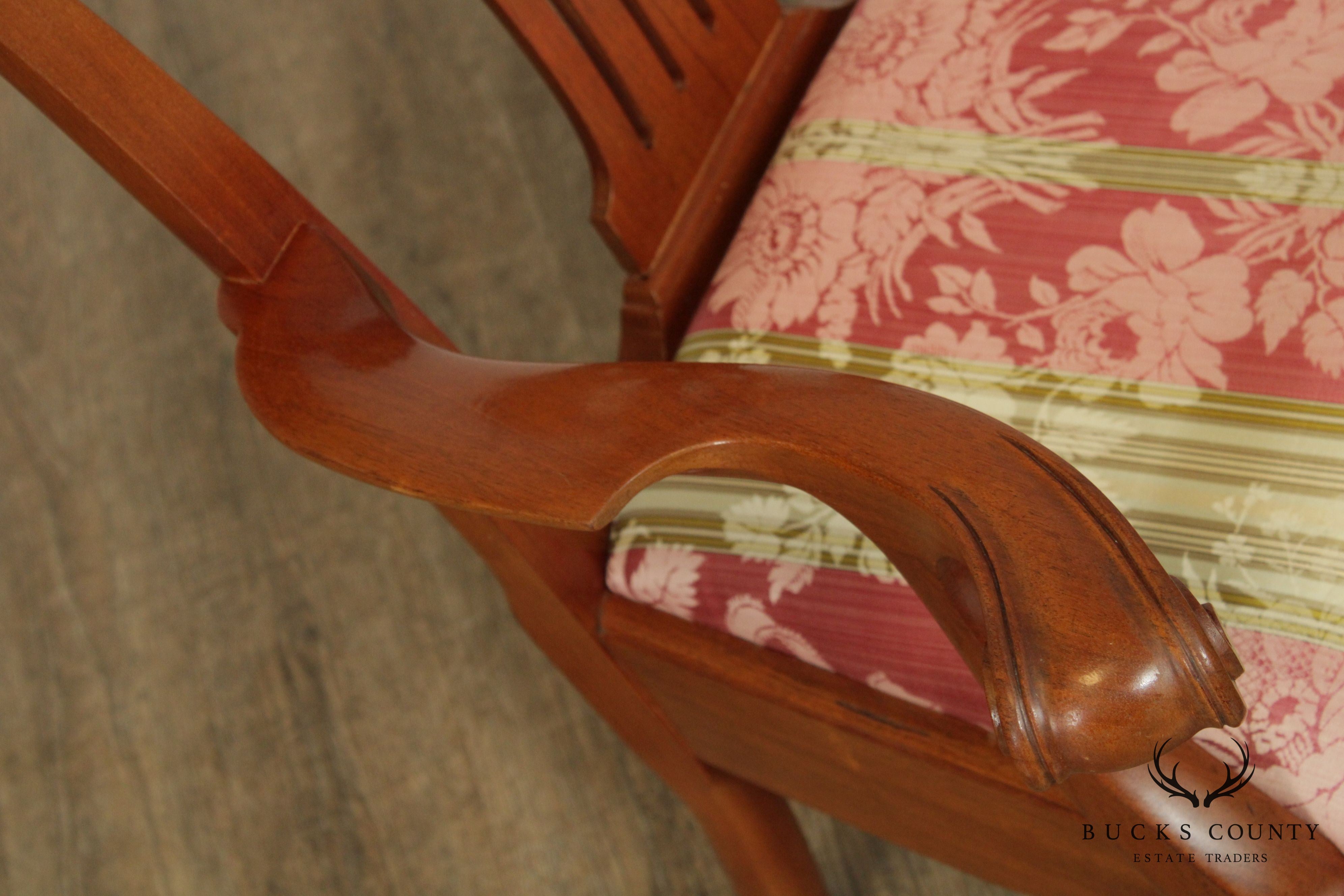 Chippendale Style Vintage Custom Crafted Pair Ball & Claw Armchairs