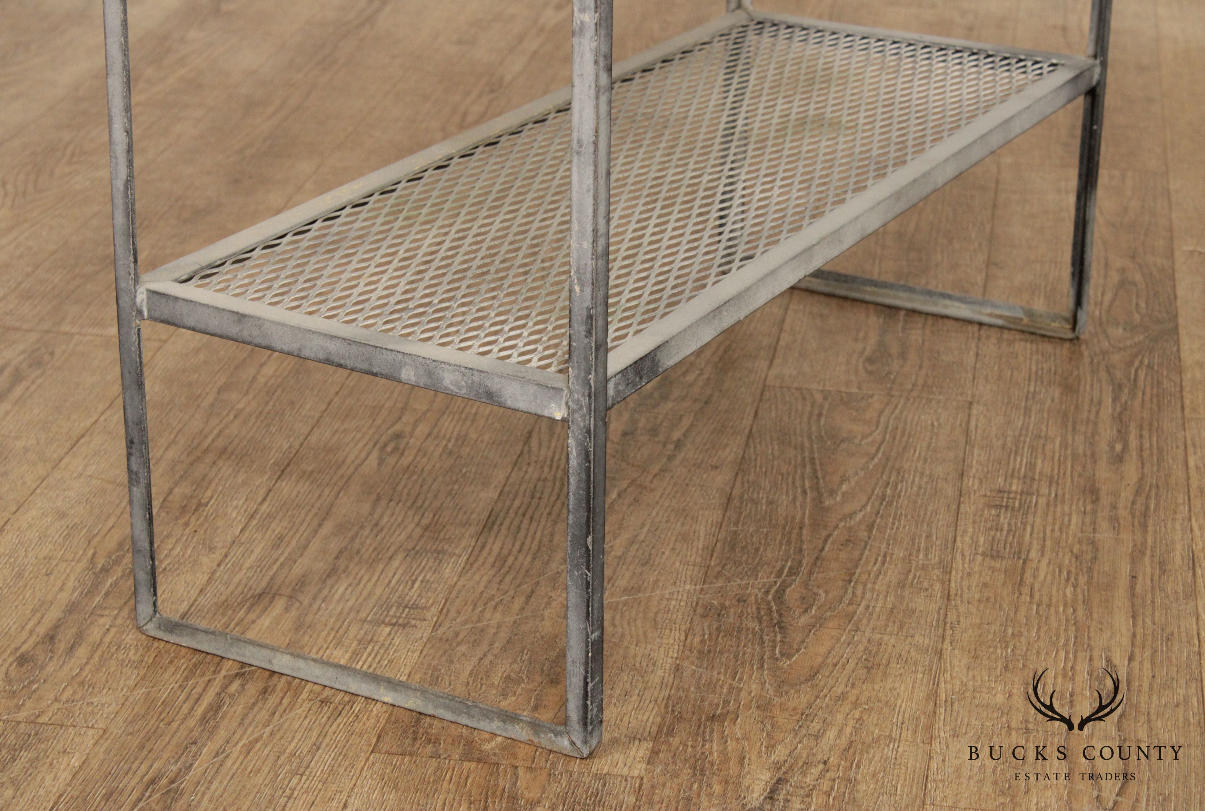 Midcentury Modern Vintage Wrought Iron Three Tier Outdoor Shelf (B)