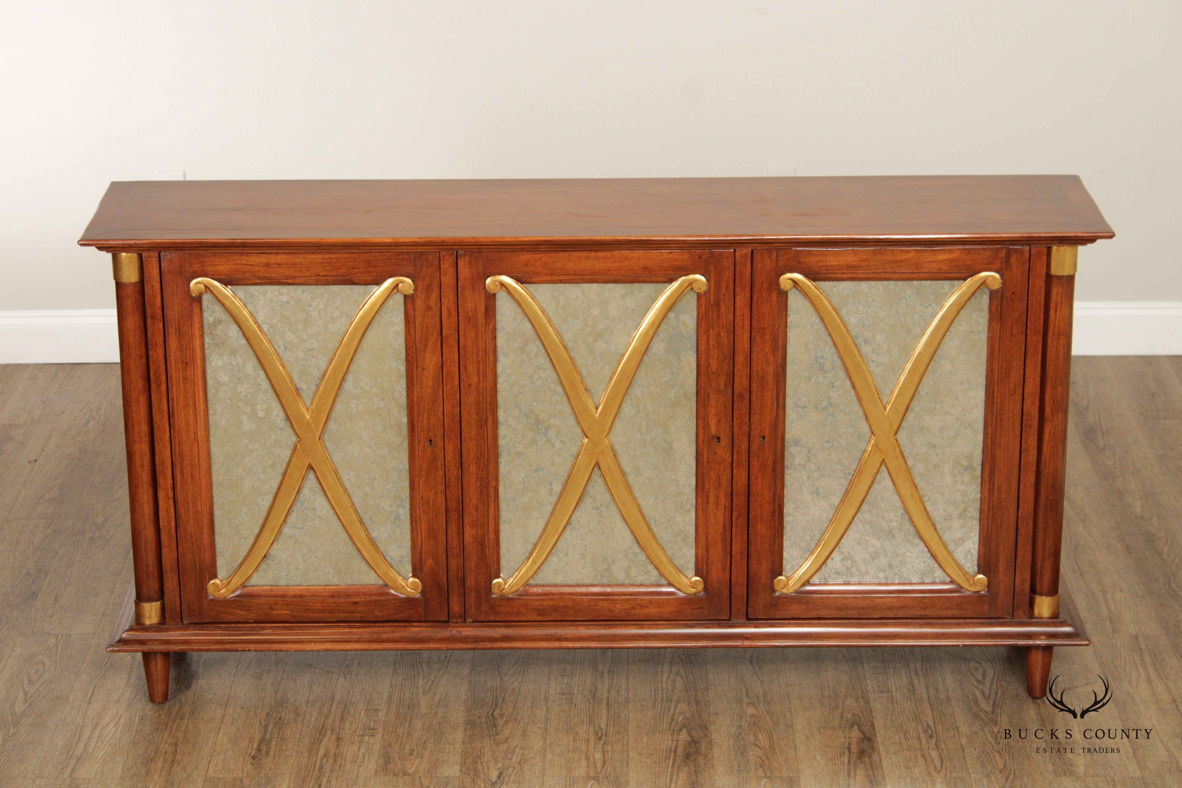 Exceptional Neoclassical Style Mirrored Door Fruitwood Sideboard