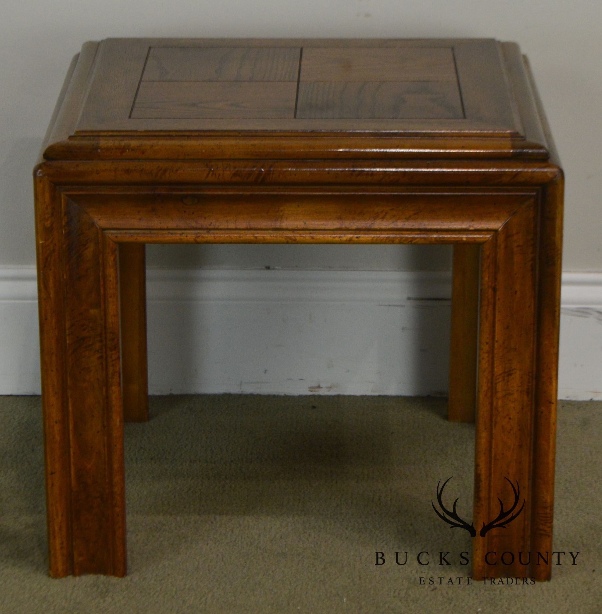 Lane Parsons Style Mid Century Modern Pair Low Square Side Tables