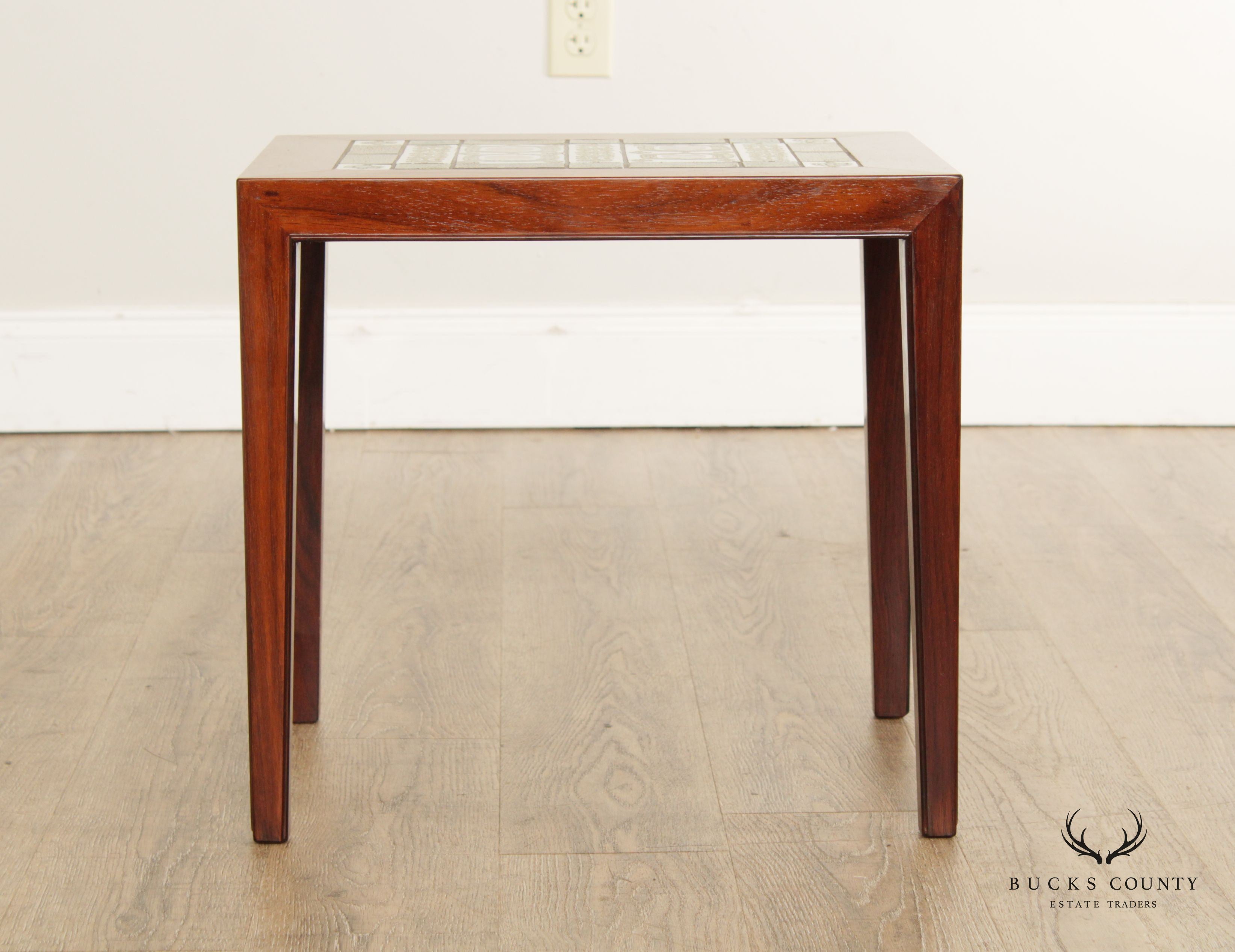 Danish Furniture Makers Control Modern Tile Top Rosewood Tile Top Table