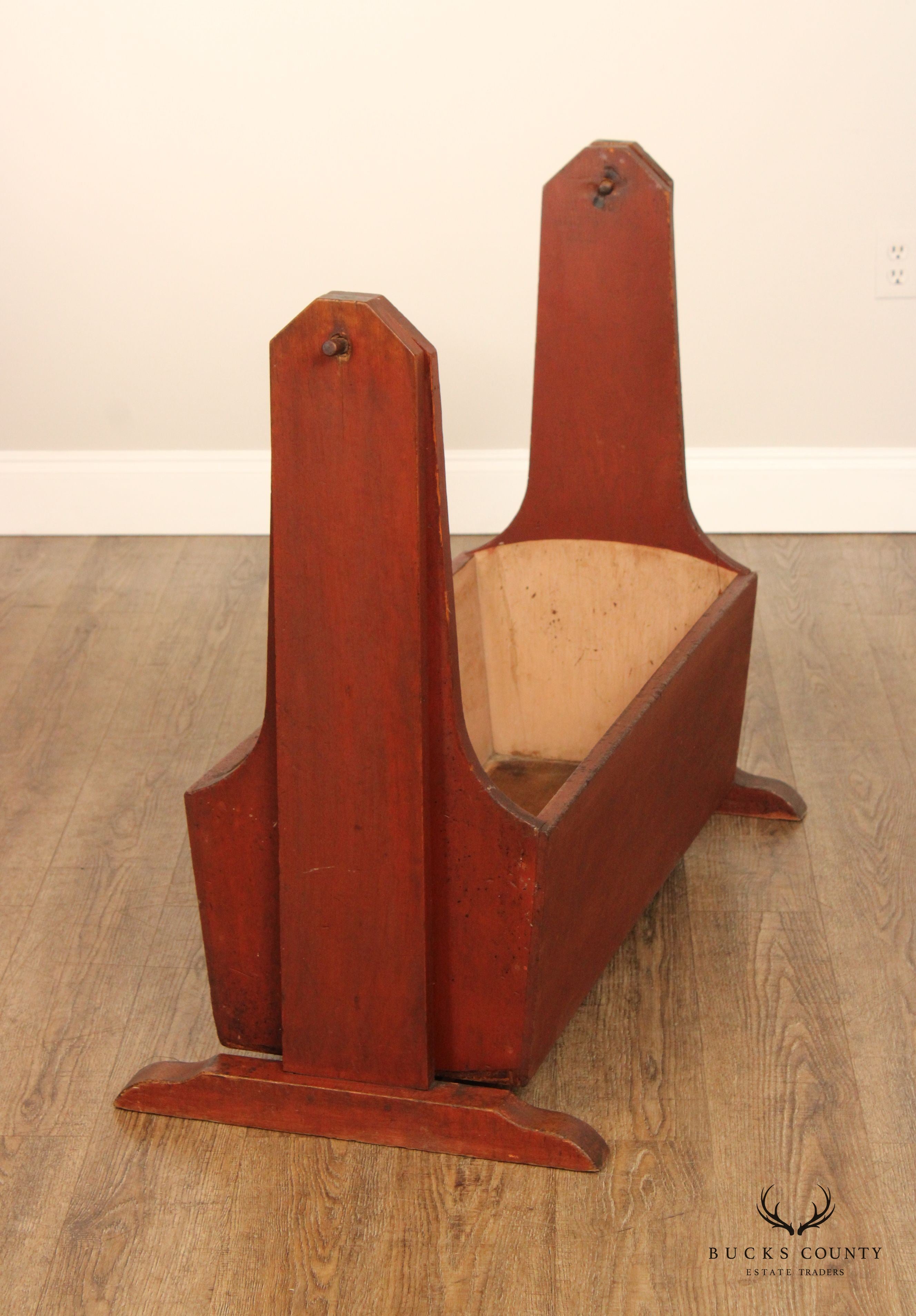 Antique American Red Painted Swing Cradle