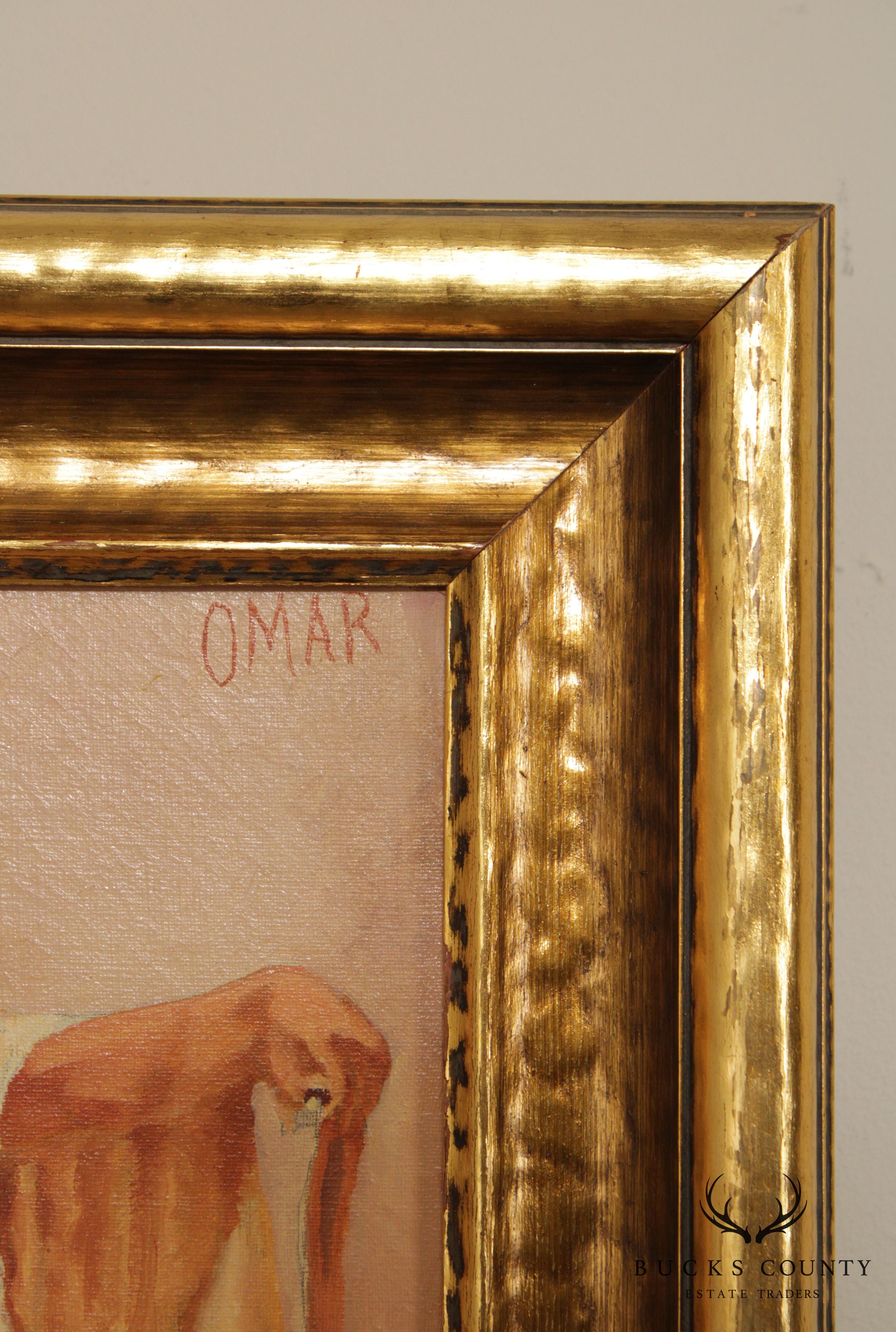Vintage Original Painting After 'A Reading of Homer' Lawrence Alma Tadema