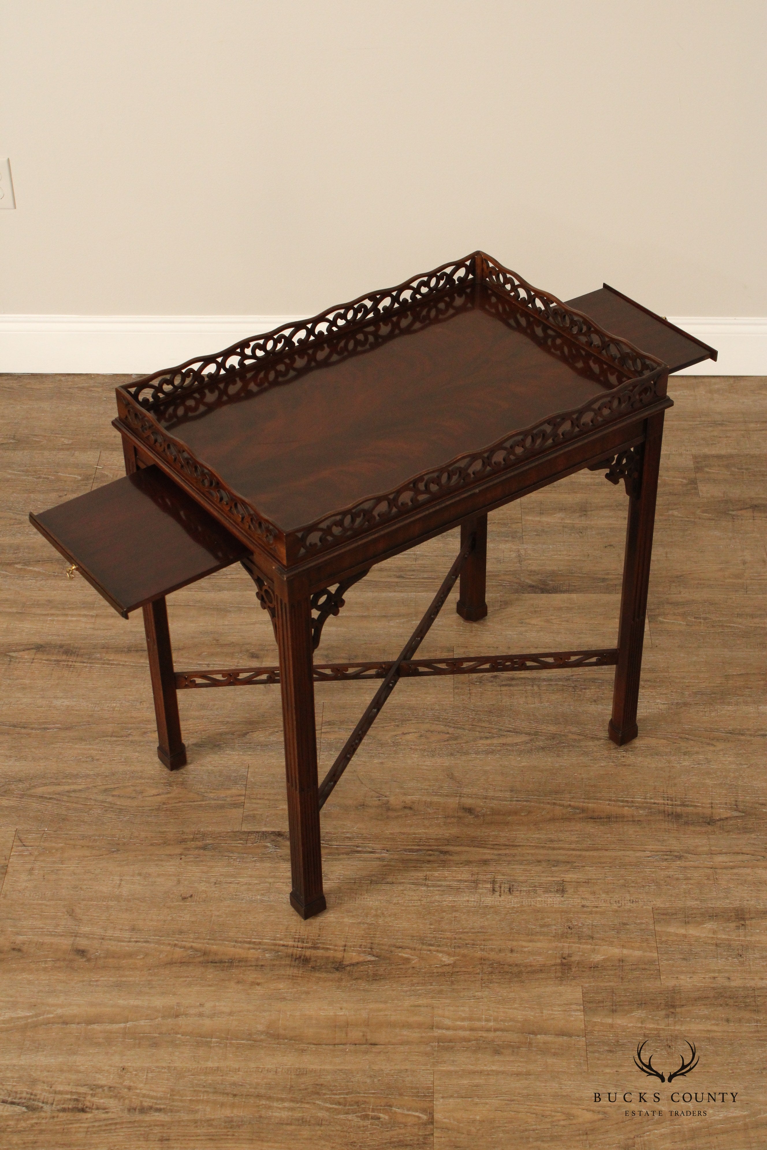 Chinese Chippendale Style Carved Mahogany Tea Table