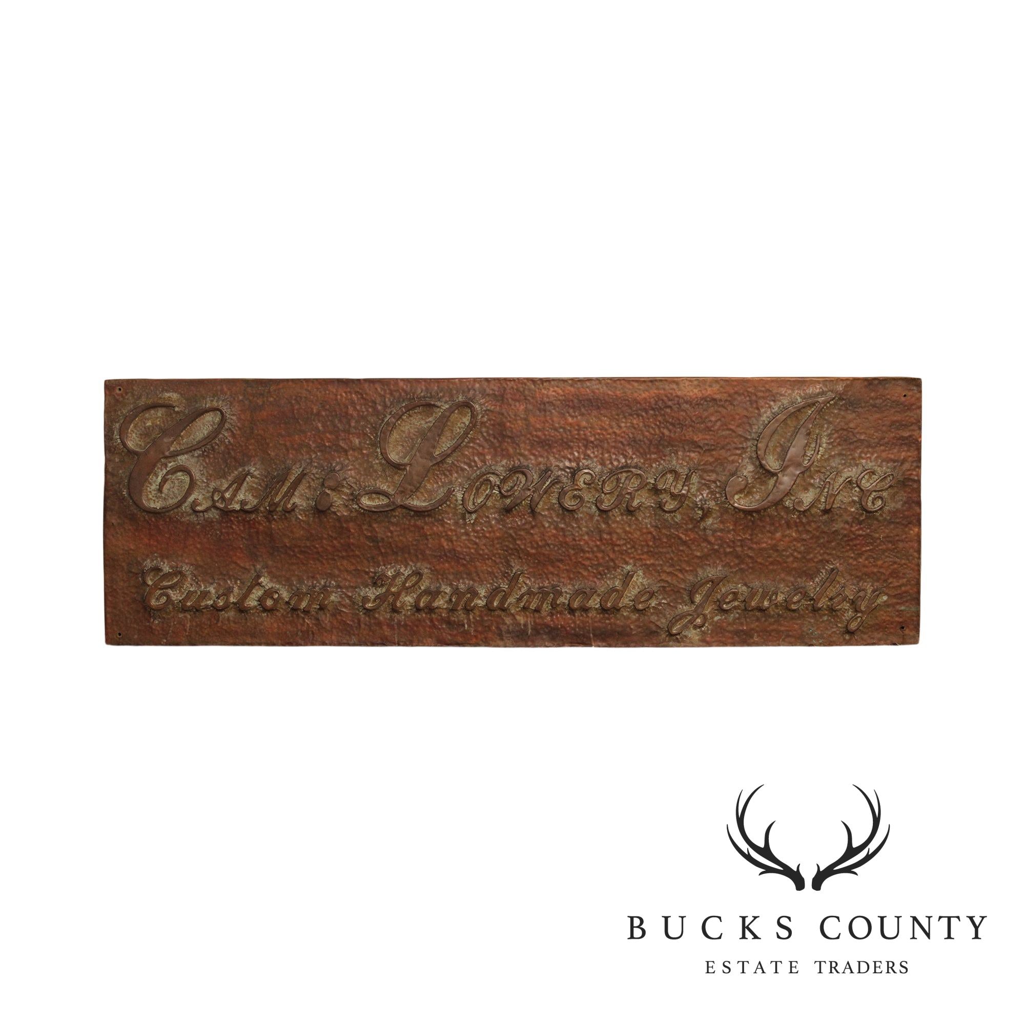 Vintage Copper Trade Sign, Custom Handmade Jewelry