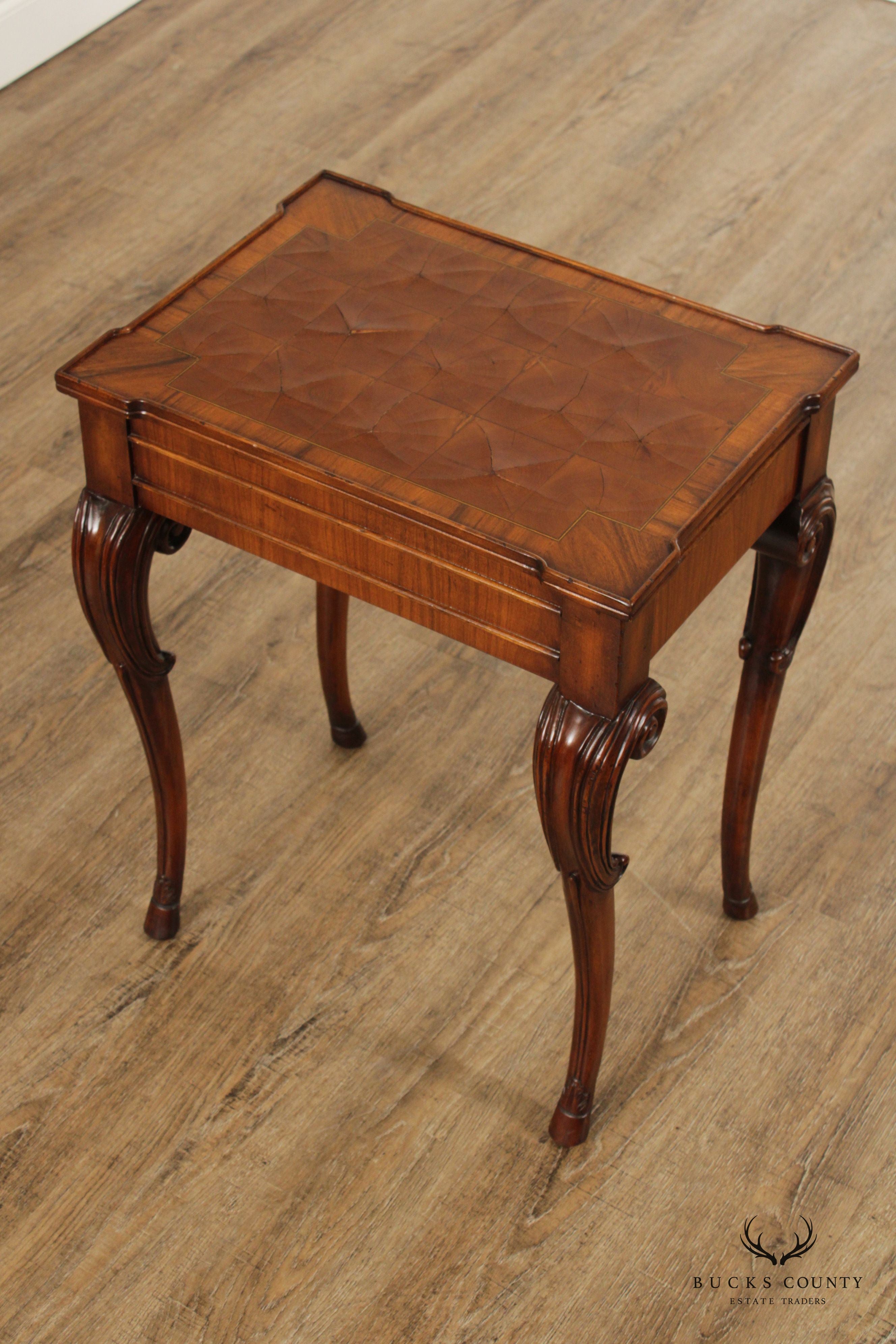 Italian Style Quality Carved Walnut Side Table