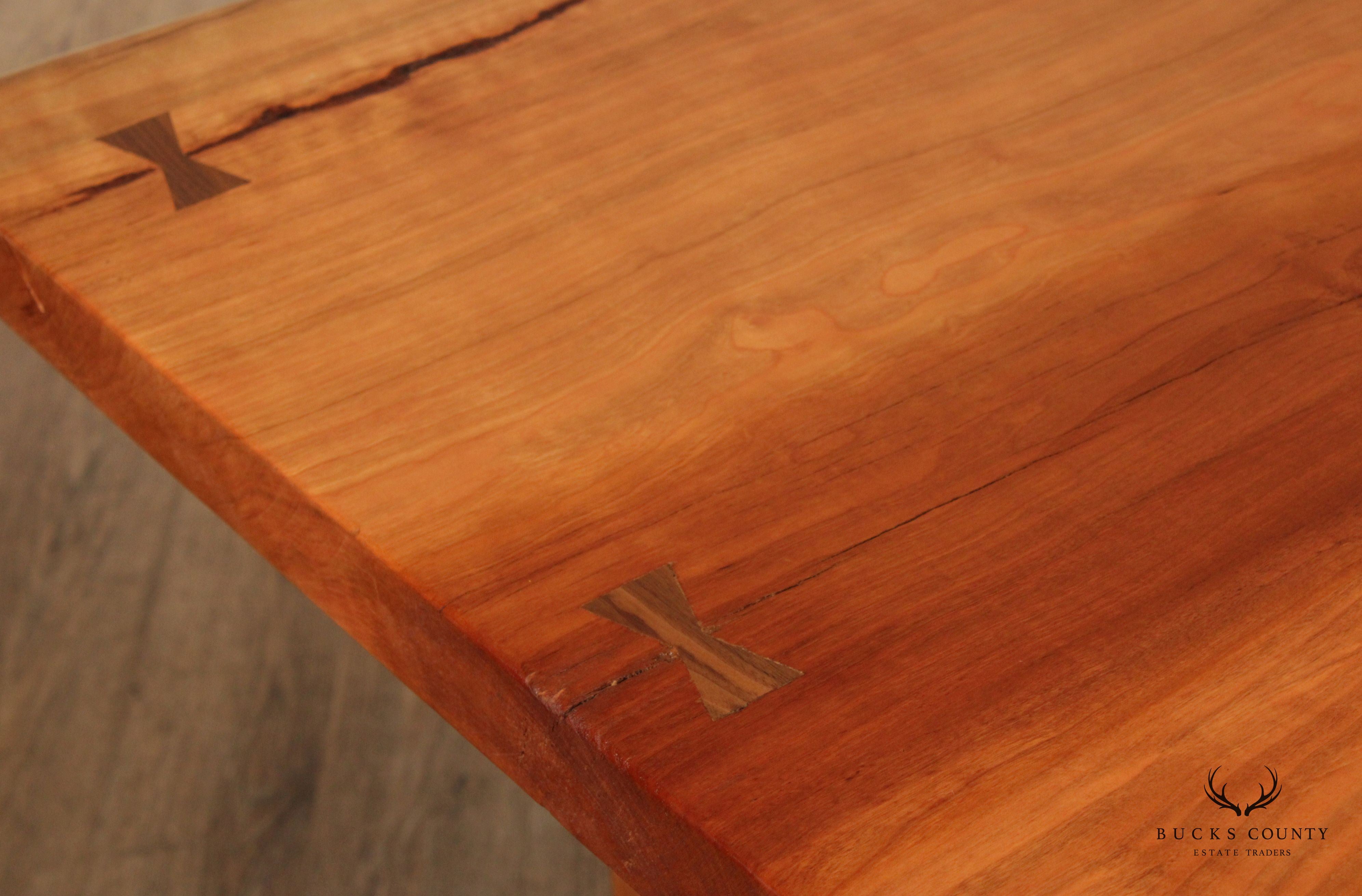 Hand Crafted Live Edge Cherry Farmhouse Dining Table with Benches