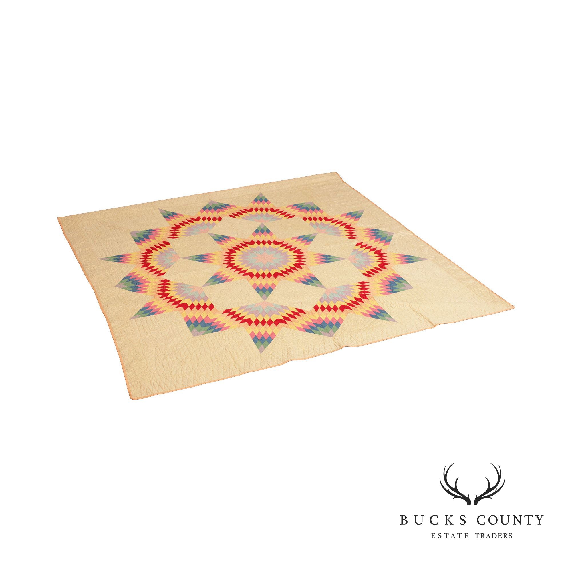 Vintage 'Broken Star' Pattern Quilt