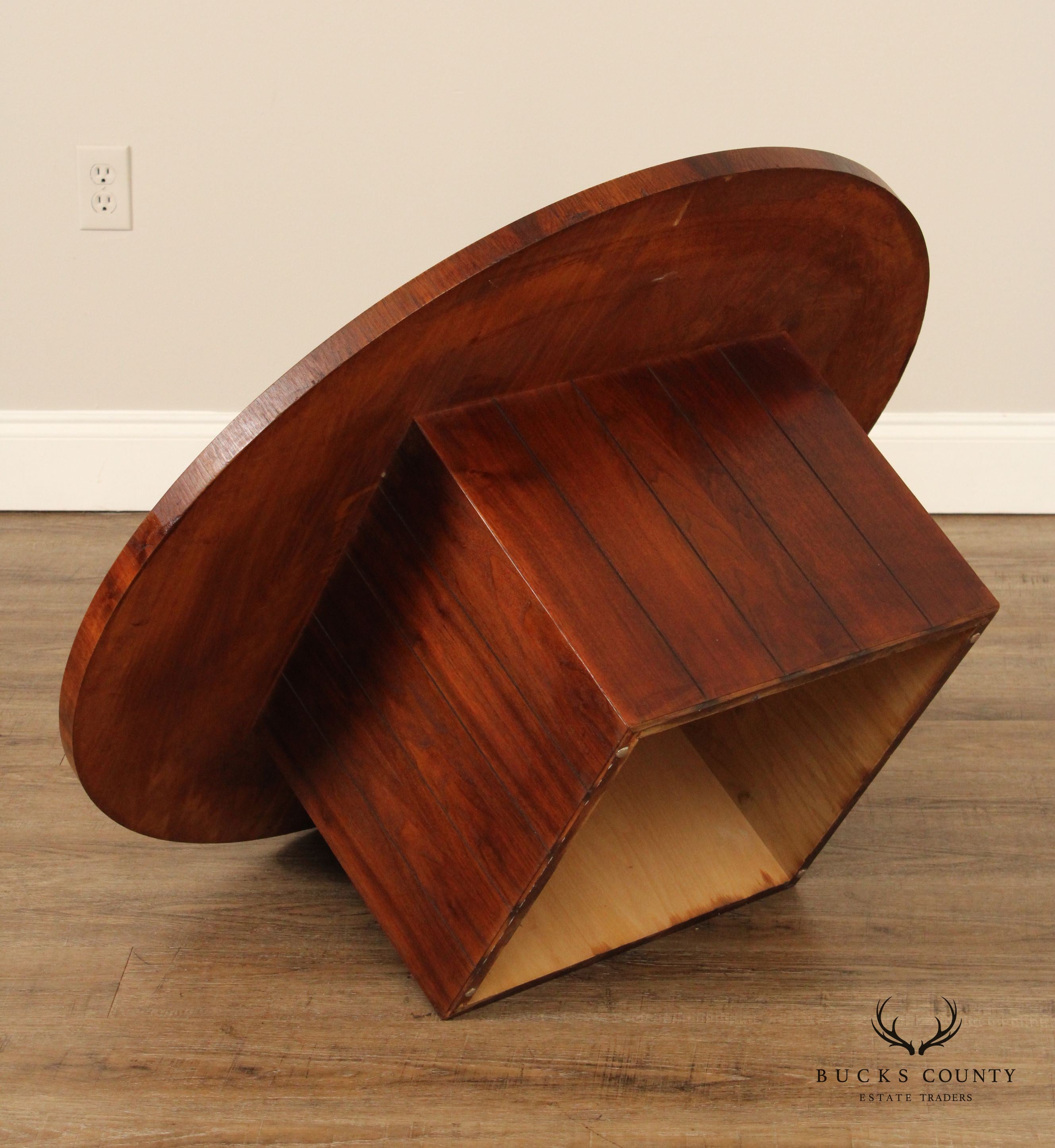 Lane Furniture Mid Century ModernRound Walnut Pedestal Coffee Table