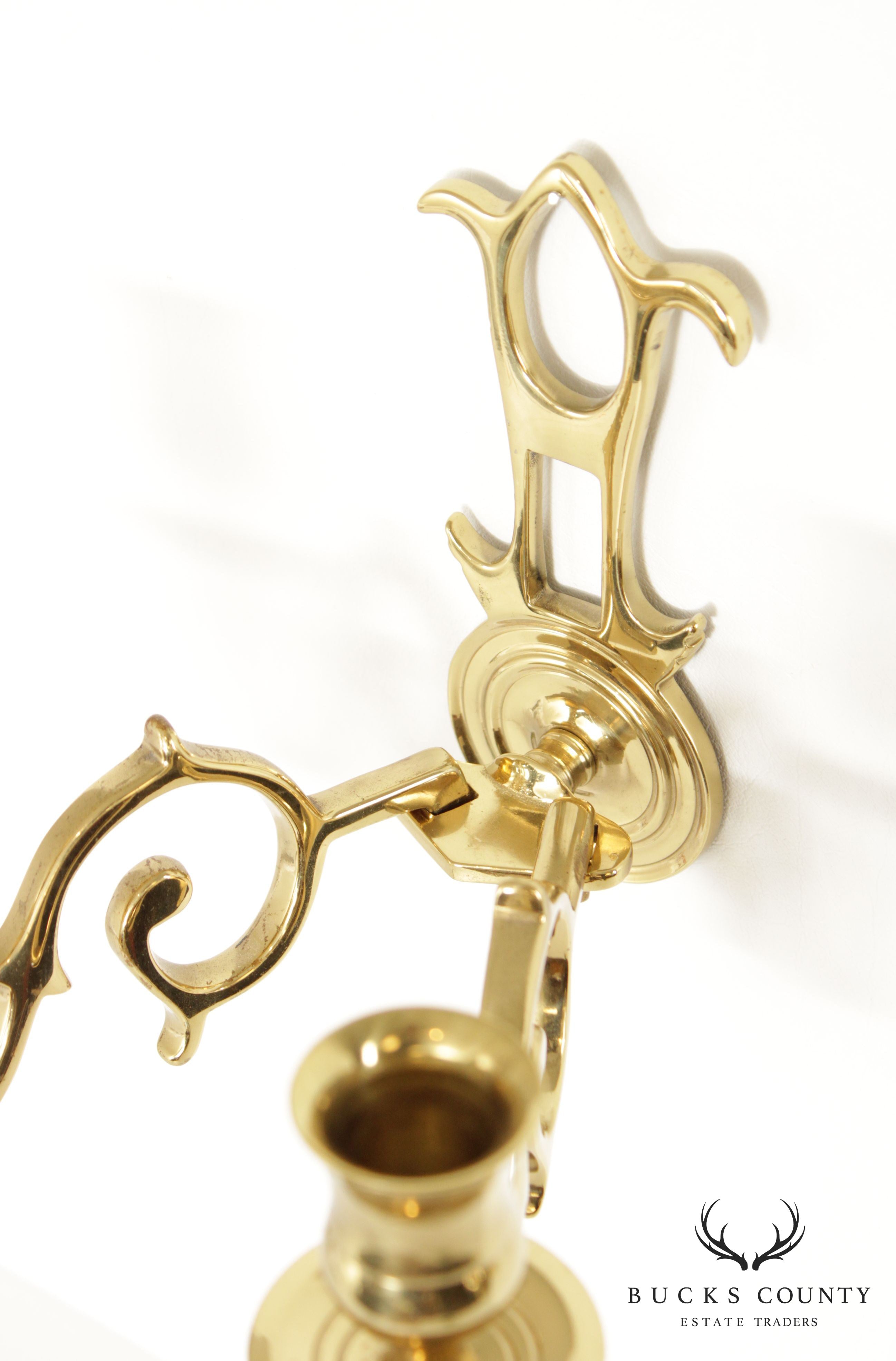 Colonial Williamsburg Virginia Metal Crafters Pair of Brass Candle Wall Sconces