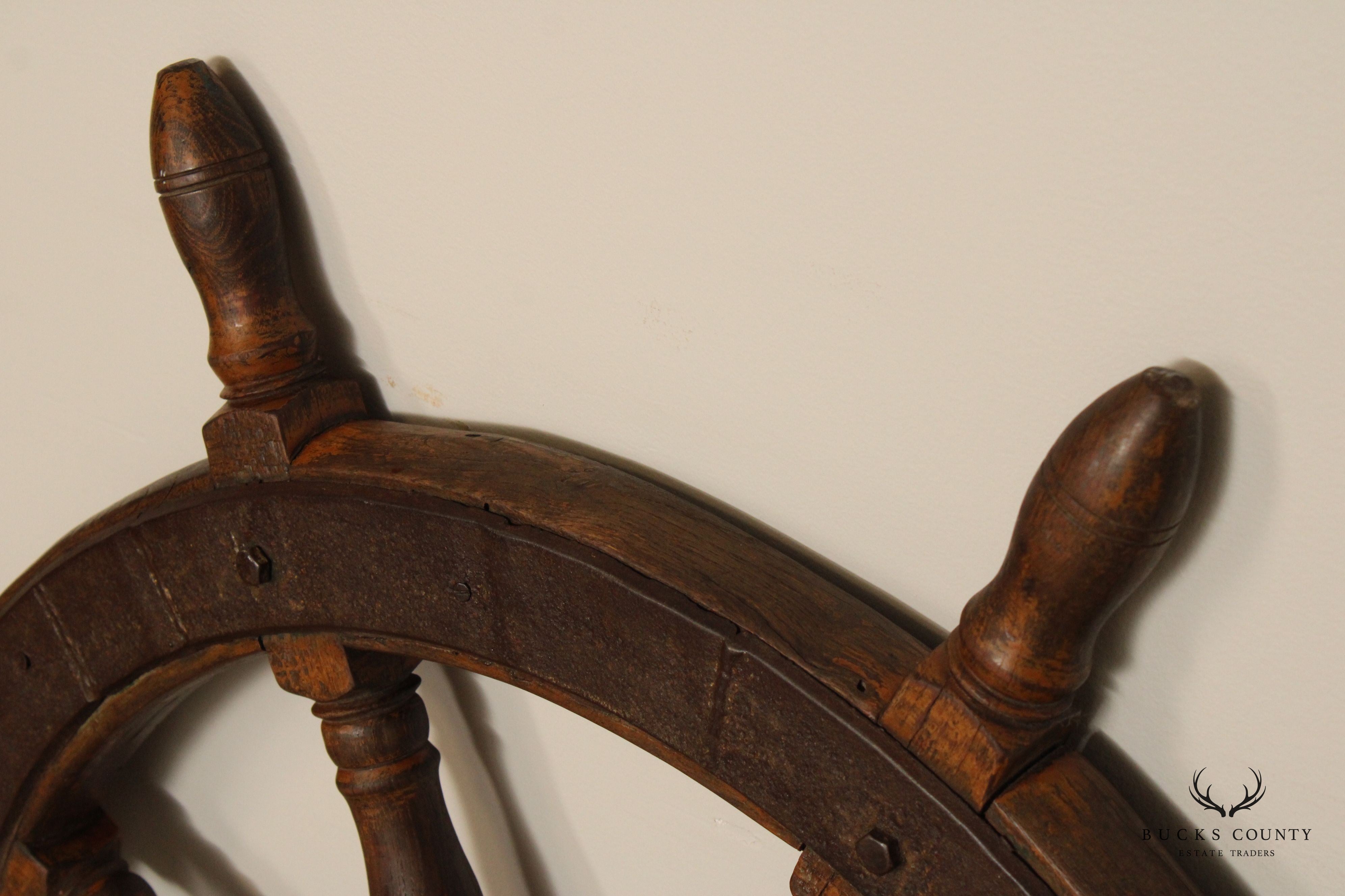Antique Eight Spoke Hardwood and Iron Ship's Wheel