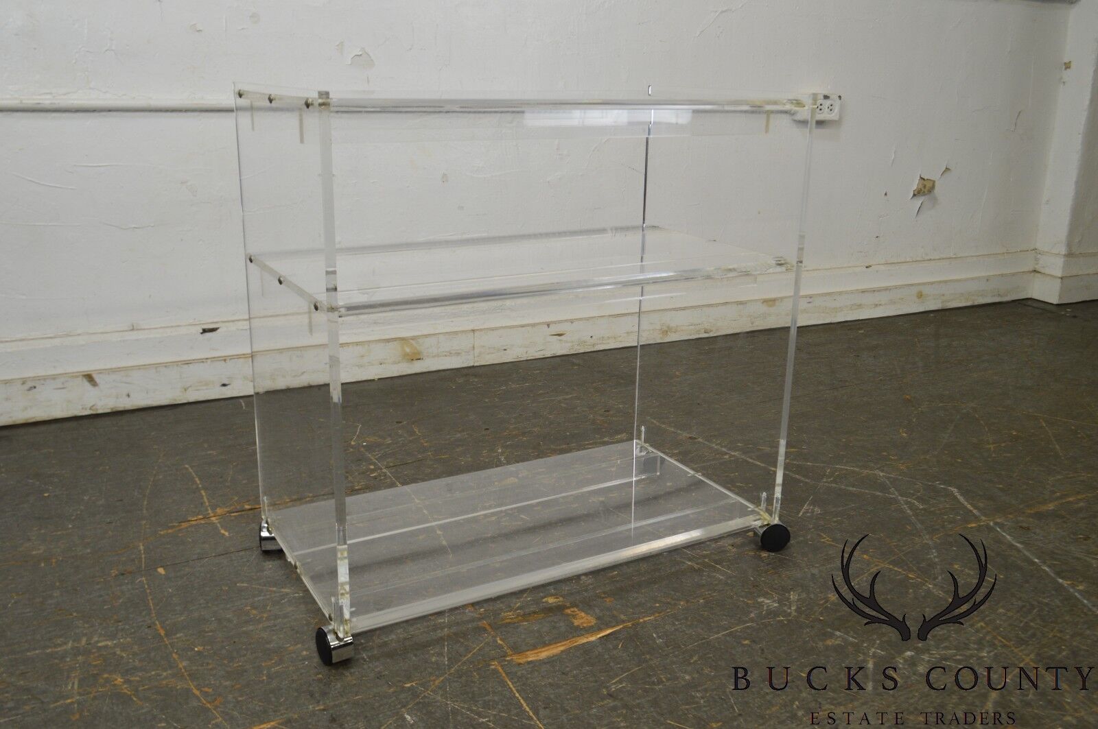 Mid Century Modern Lucite 3 Tier Serving Cart