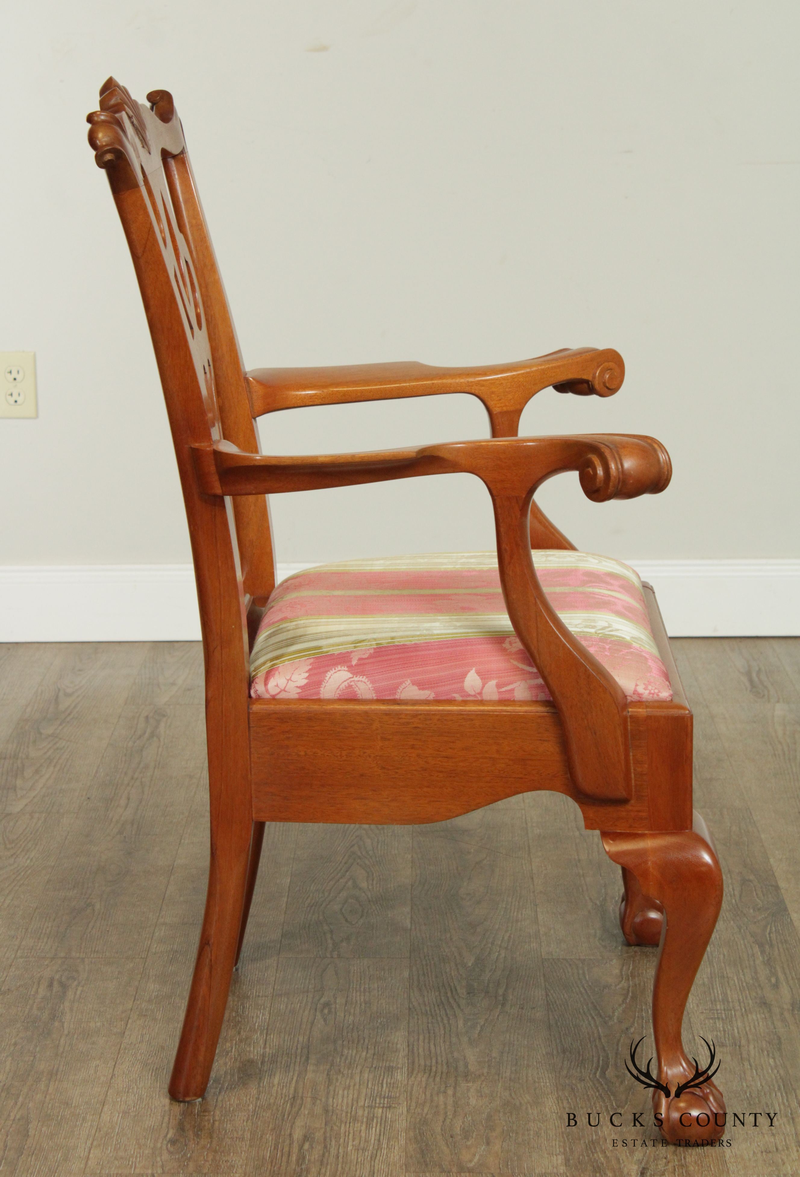 Chippendale Style Vintage Custom Crafted Pair Ball & Claw Armchairs