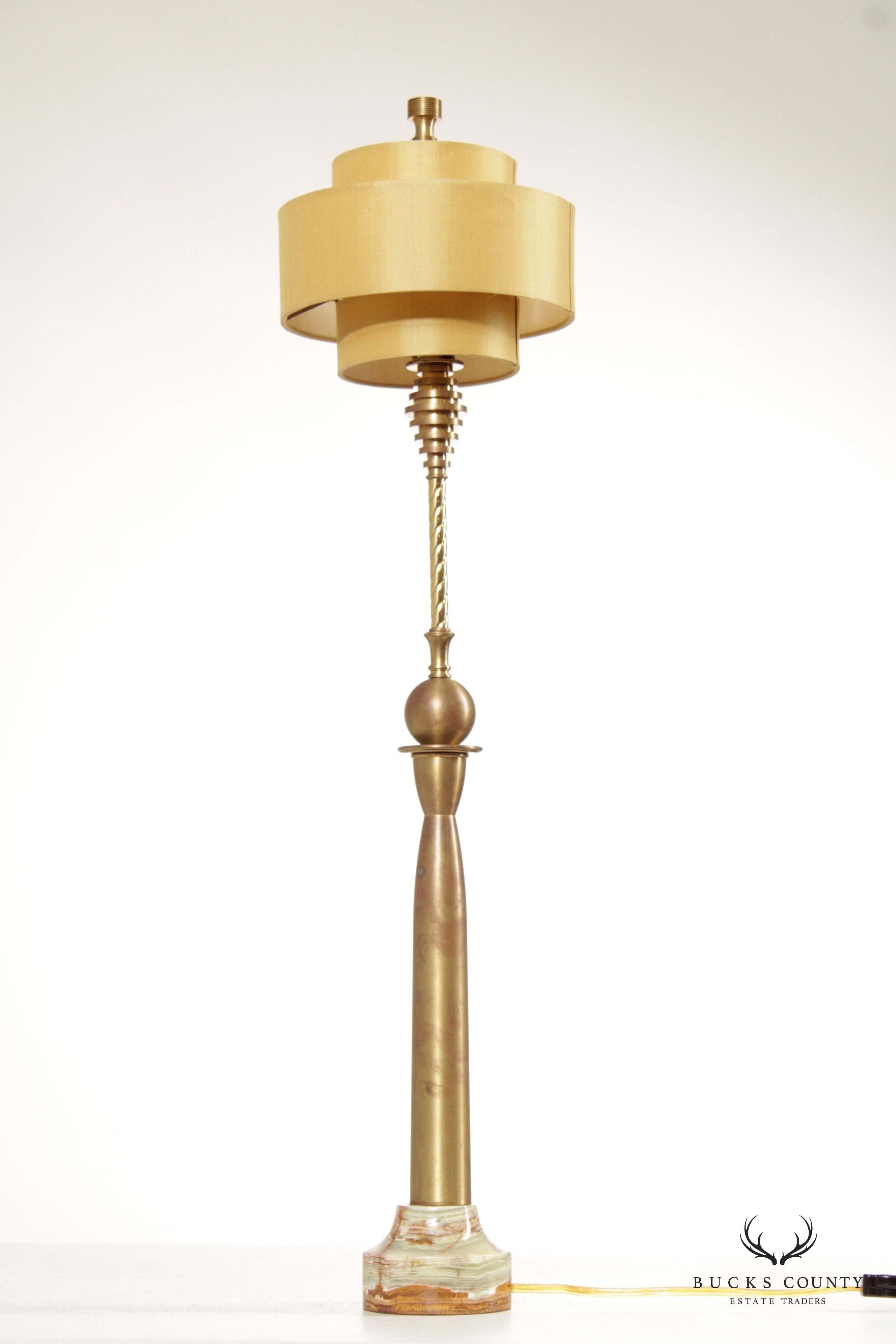 Chelsea House Modern Style Brass And Onyx Table Lamp